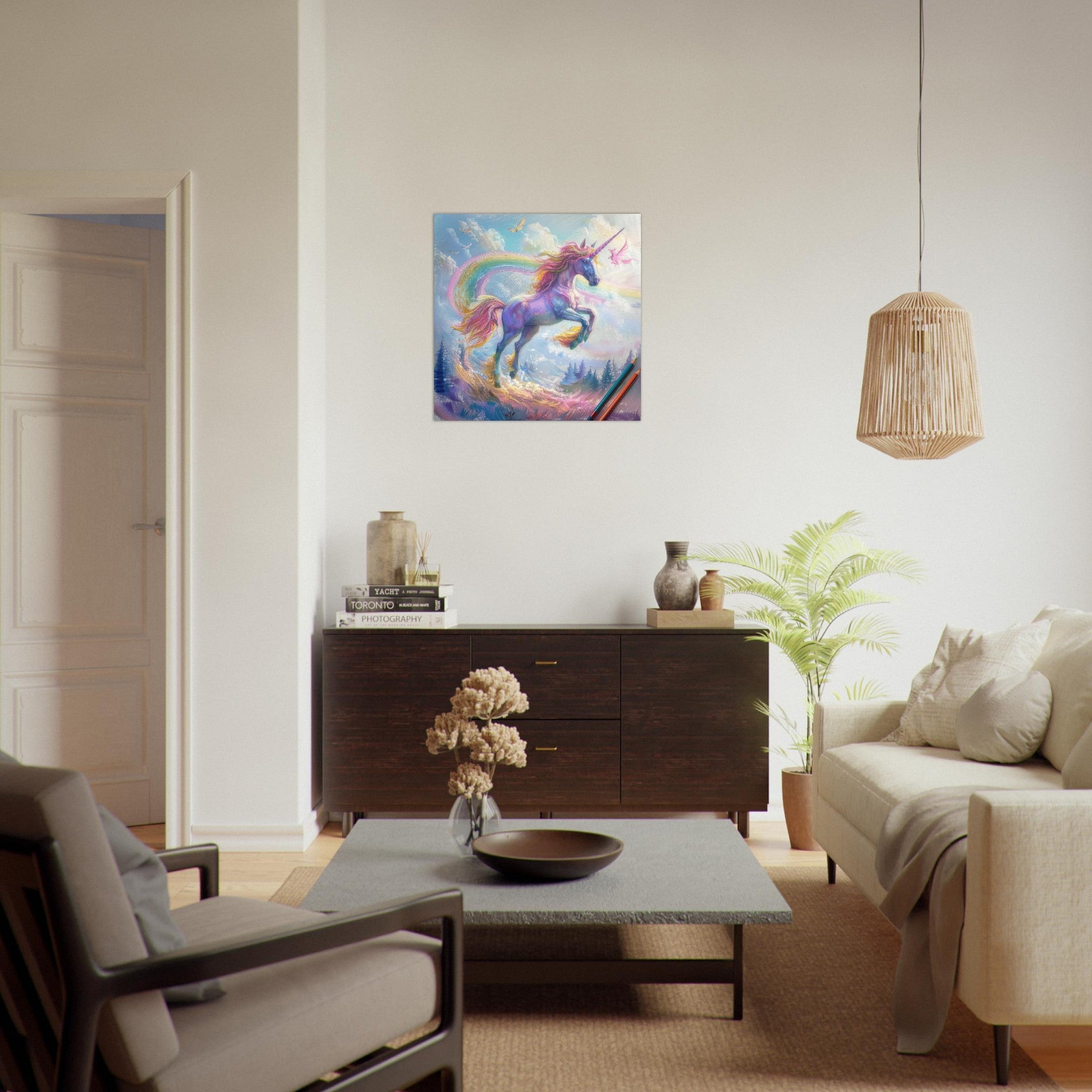 Fine Art Poster Square - Children Kids Room Art Unicorn Fantasy 3 - Shop Ai Art WebShop - Digital Art online Store