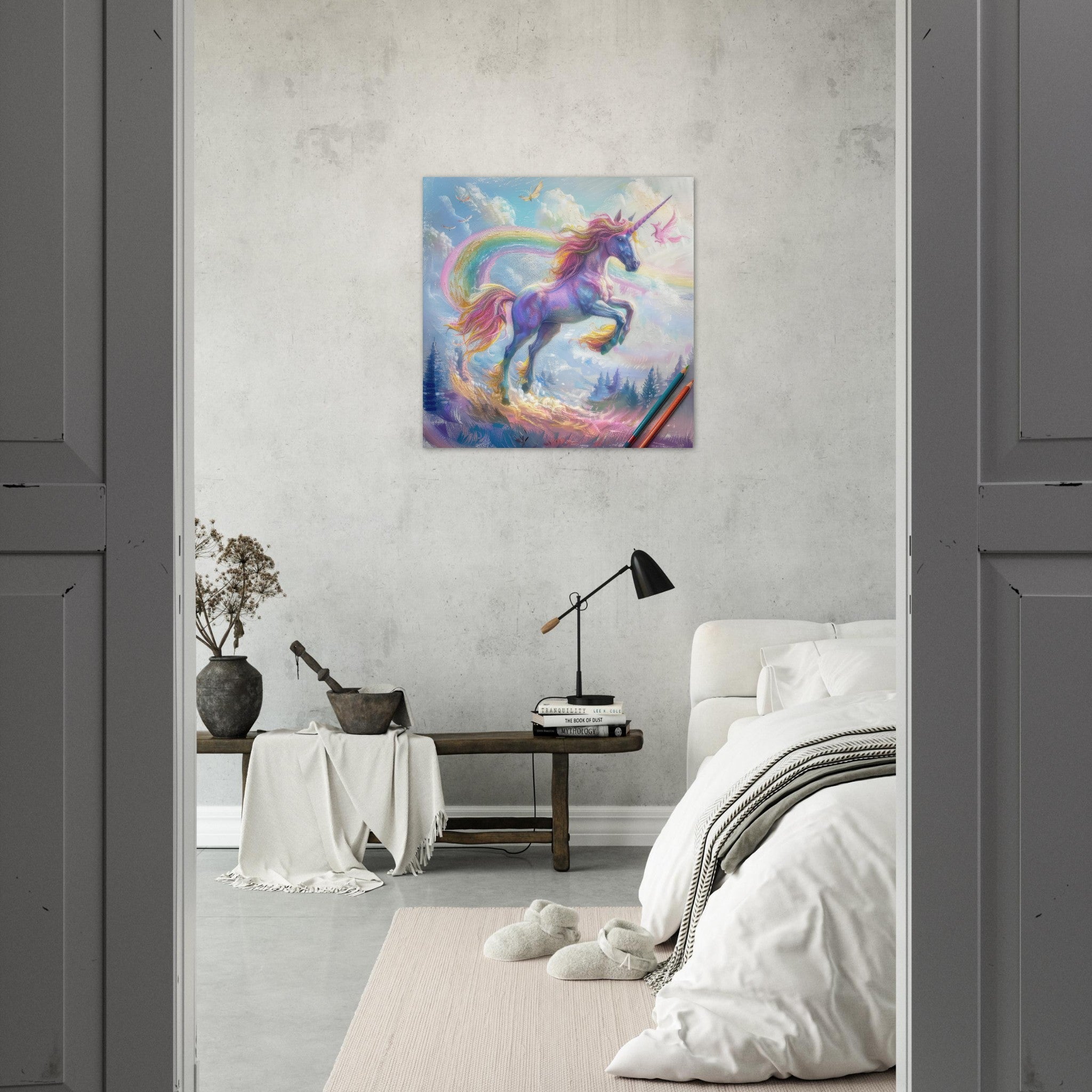 Fine Art Poster Square - Children Kids Room Art Unicorn Fantasy 3 - Shop Ai Art WebShop - Digital Art online Store