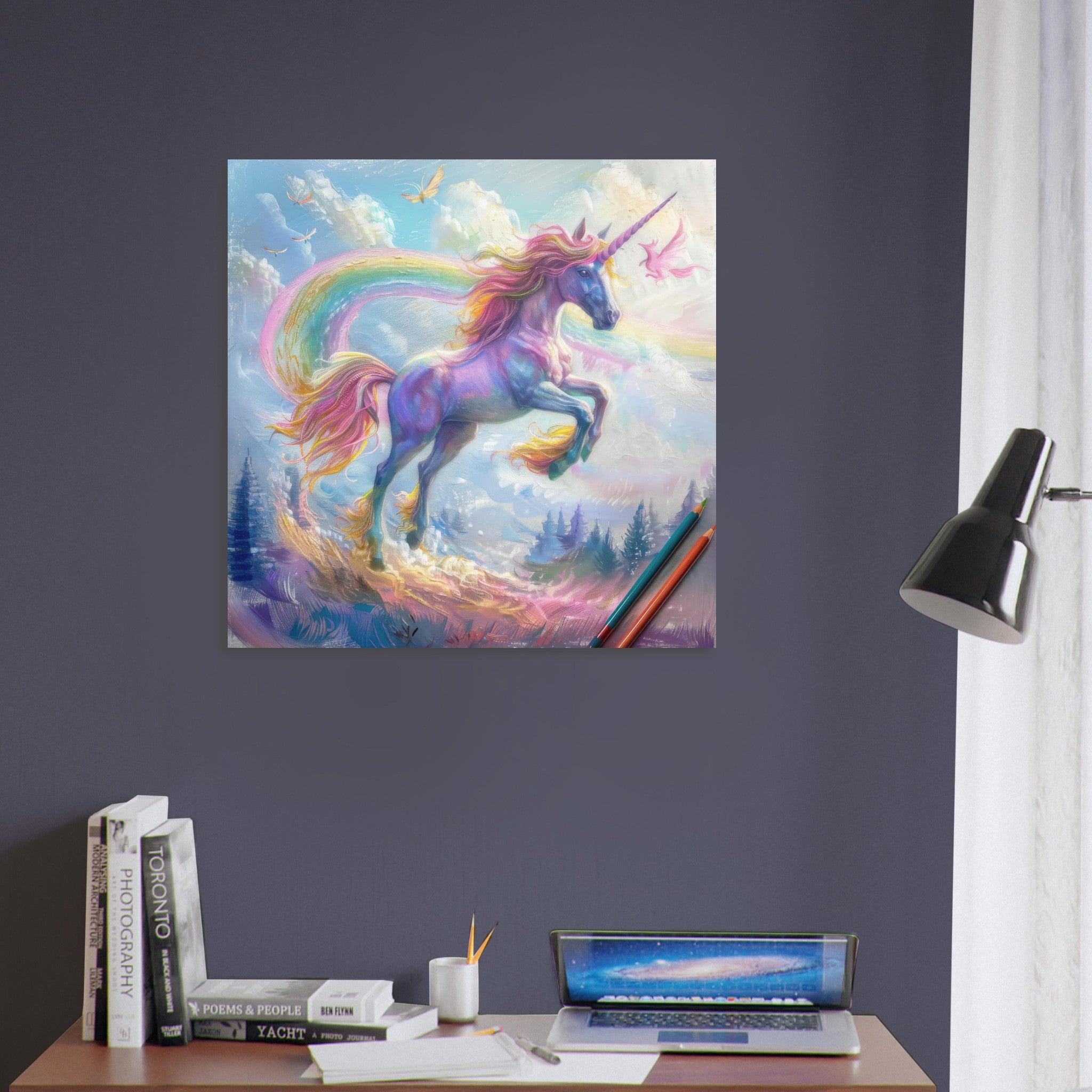 Fine Art Poster Square - Children Kids Room Art Unicorn Fantasy 3 - Shop Ai Art WebShop - Digital Art online Store