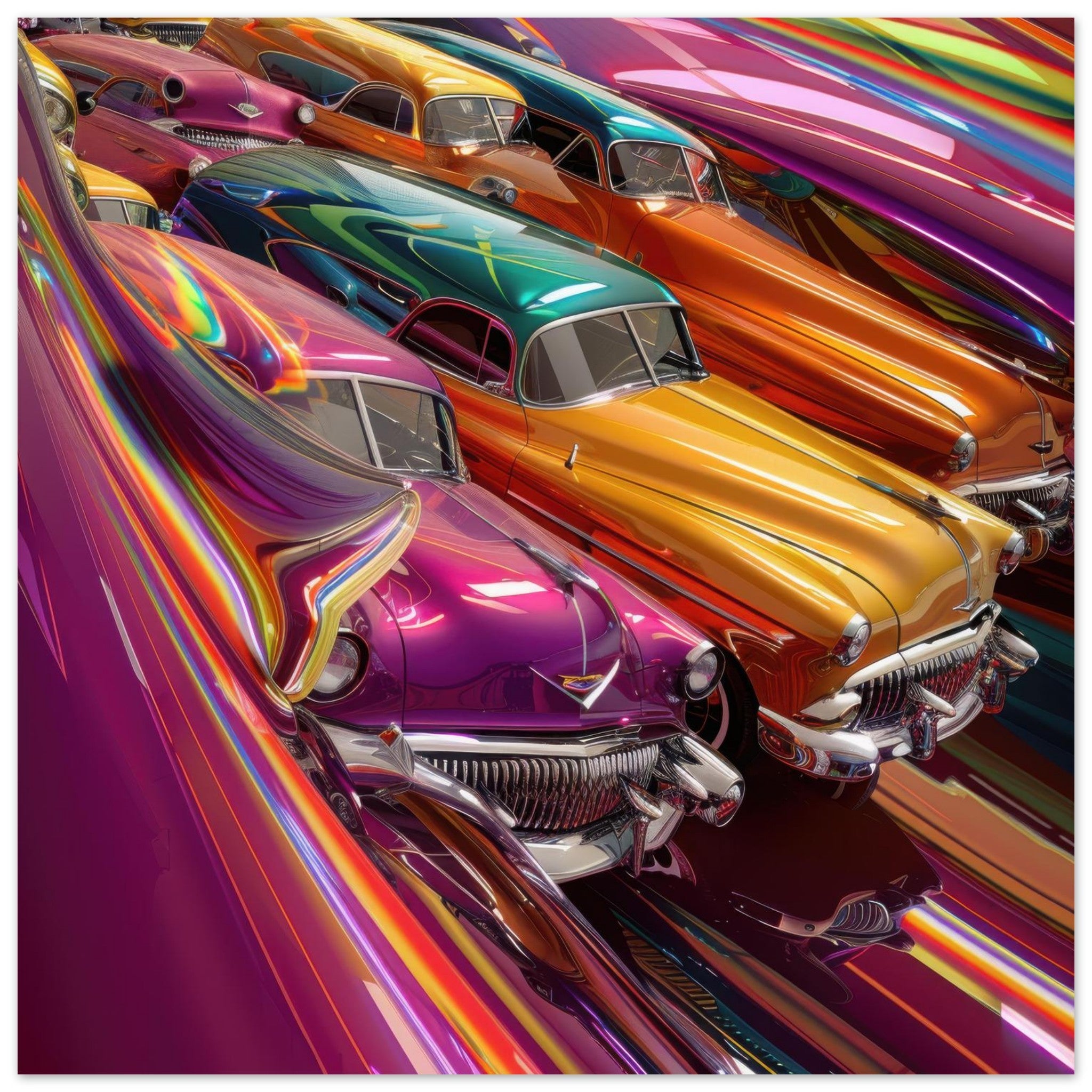 Fine Art Poster Square - Classic Cars Art - Shop Ai Art WebShop - Digital Art online Store
