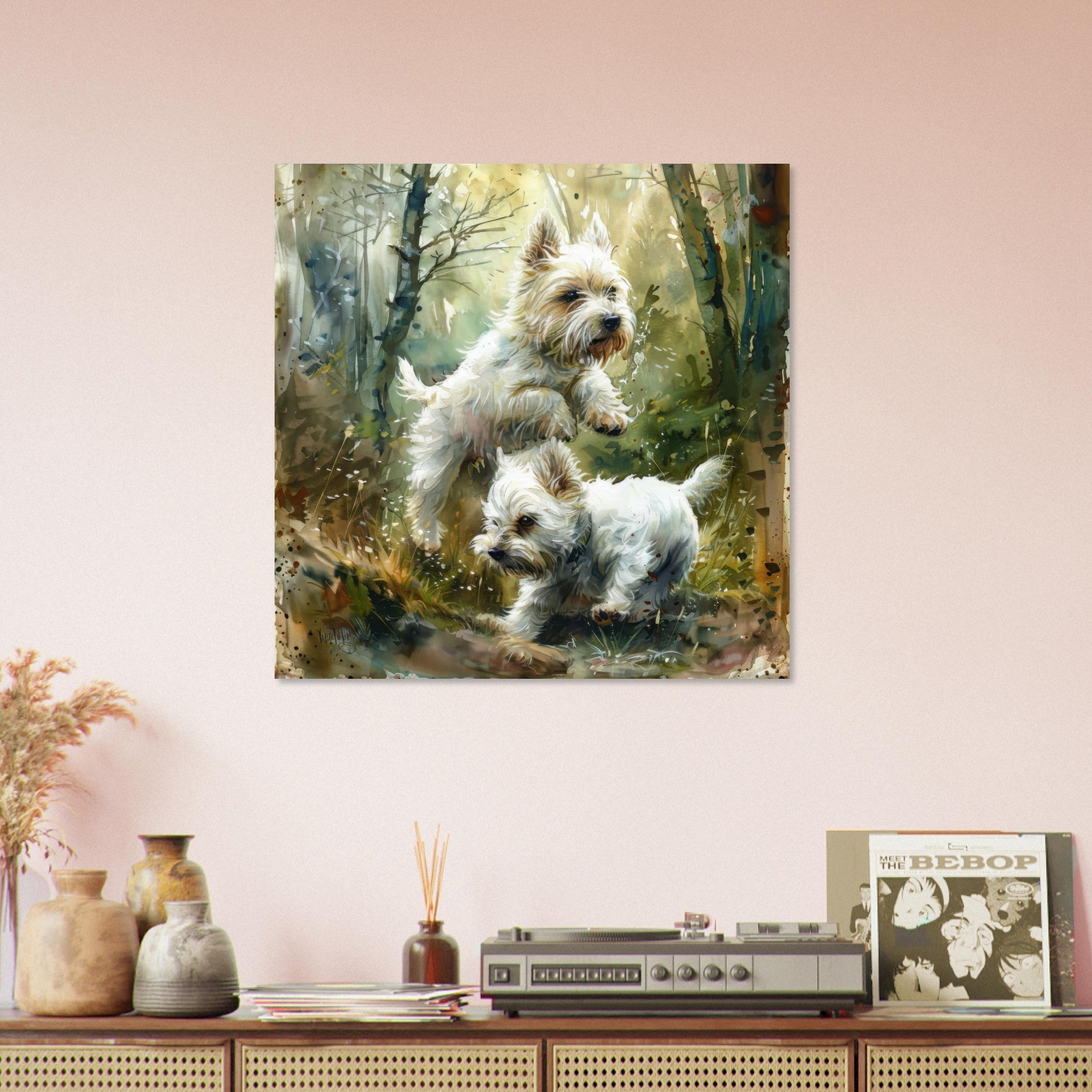 Fine Art Poster Square - Dogs Westie Art1 - Shop Ai Art WebShop - Digital Art online Store