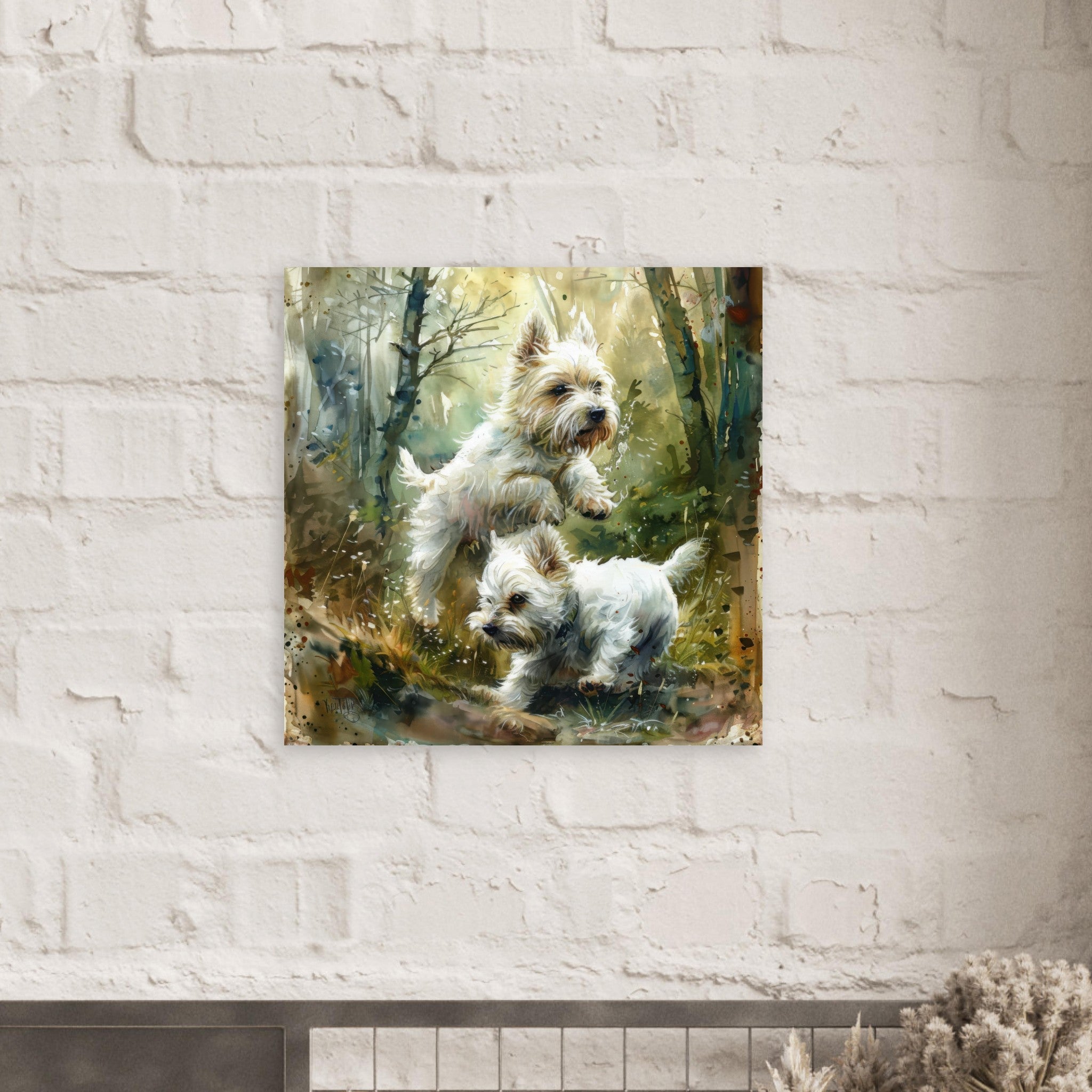 Fine Art Poster Square - Dogs Westie Art1 - Shop Ai Art WebShop - Digital Art online Store