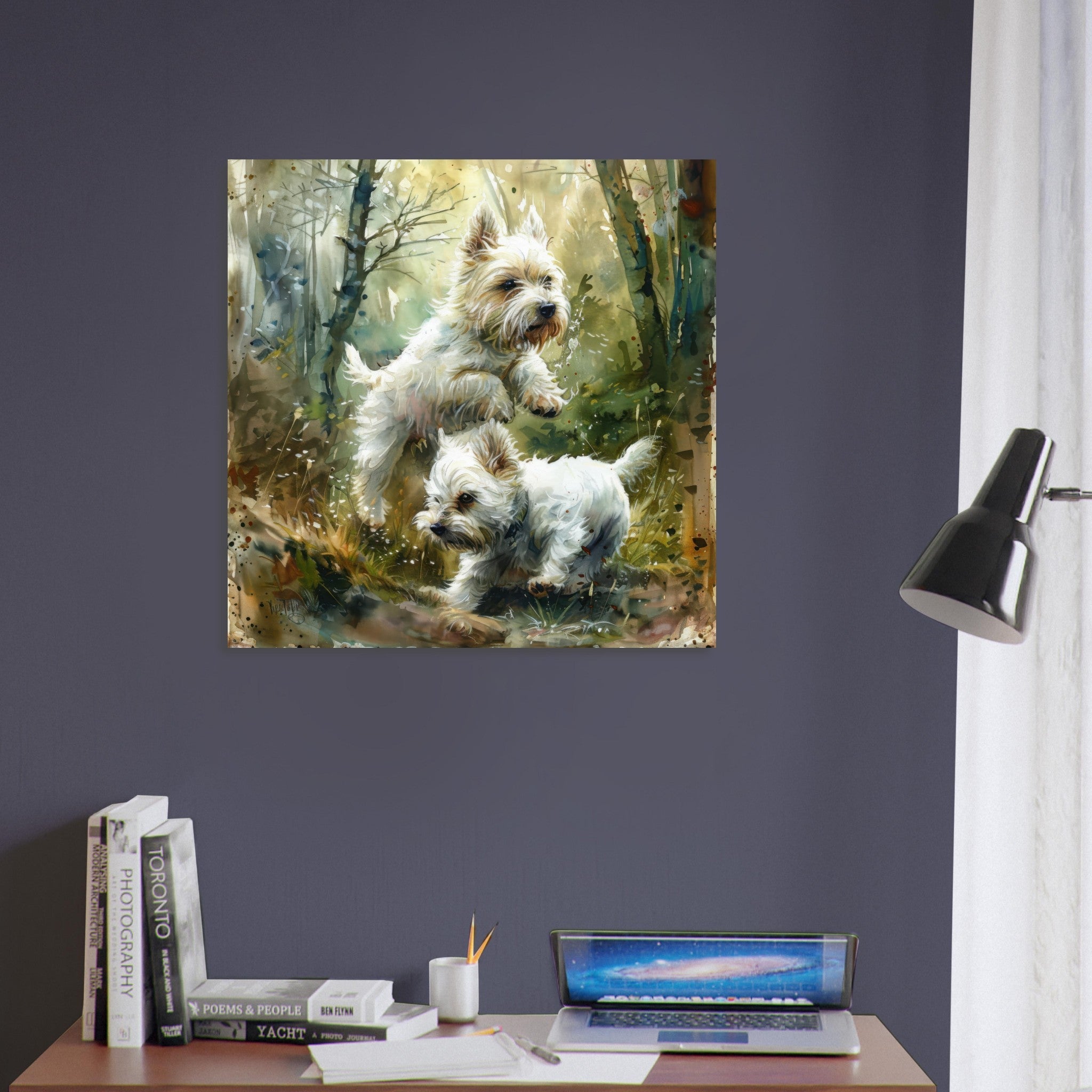 Fine Art Poster Square - Dogs Westie Art1 - Shop Ai Art WebShop - Digital Art online Store