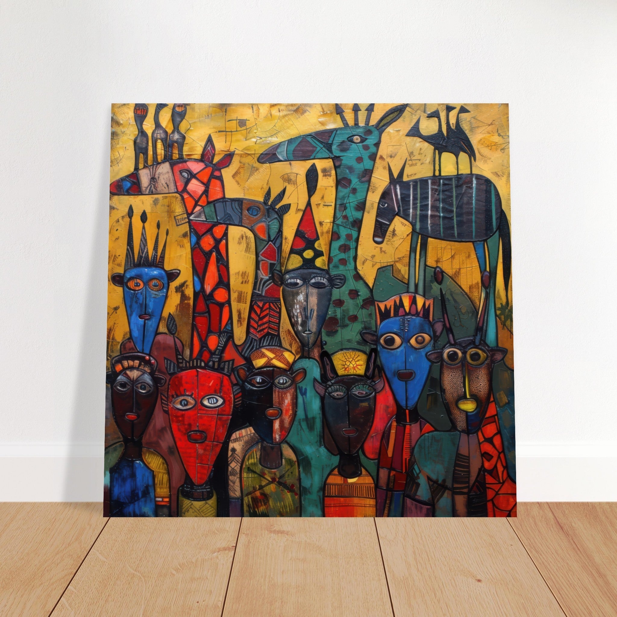Fine Art Poster Square - Expressionism art style Ugandas ancestors 4 - Shop Ai Art WebShop - Digital Art online Store