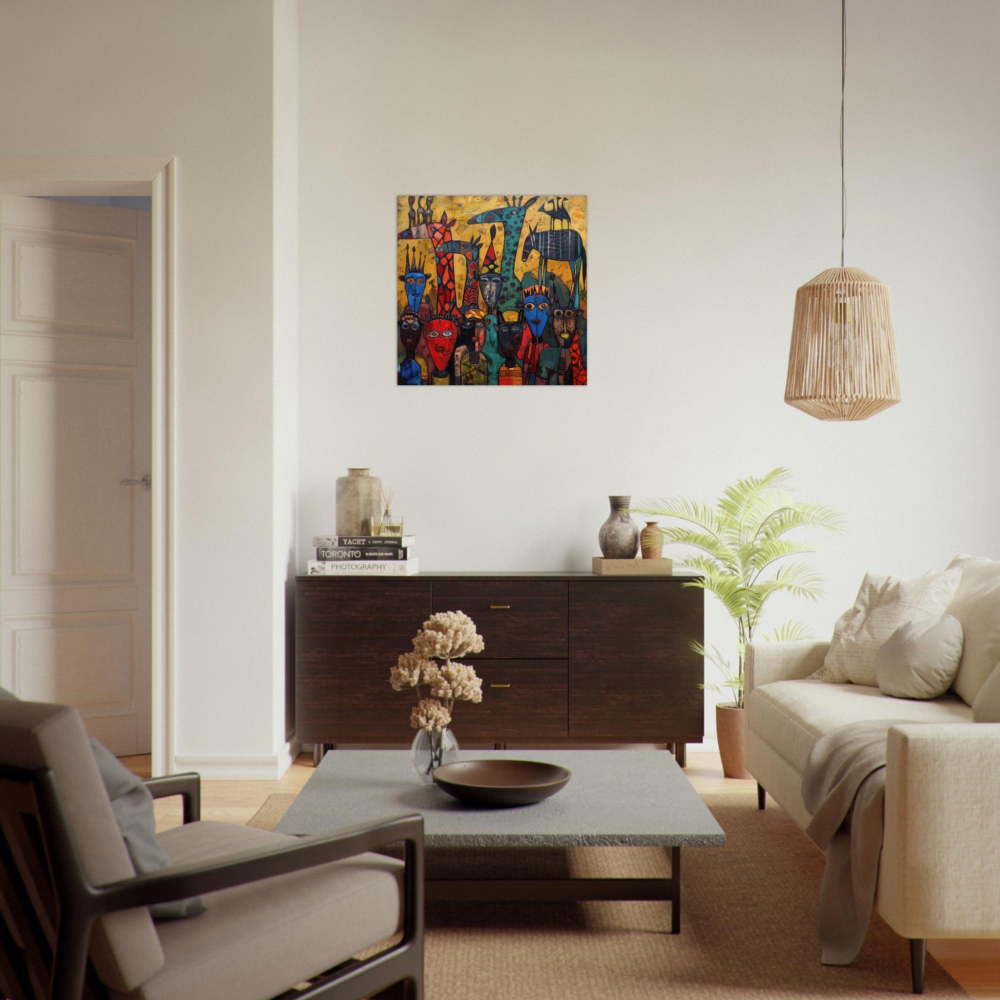 Fine Art Poster Square - Expressionism art style Ugandas ancestors 4 - Shop Ai Art WebShop - Digital Art online Store