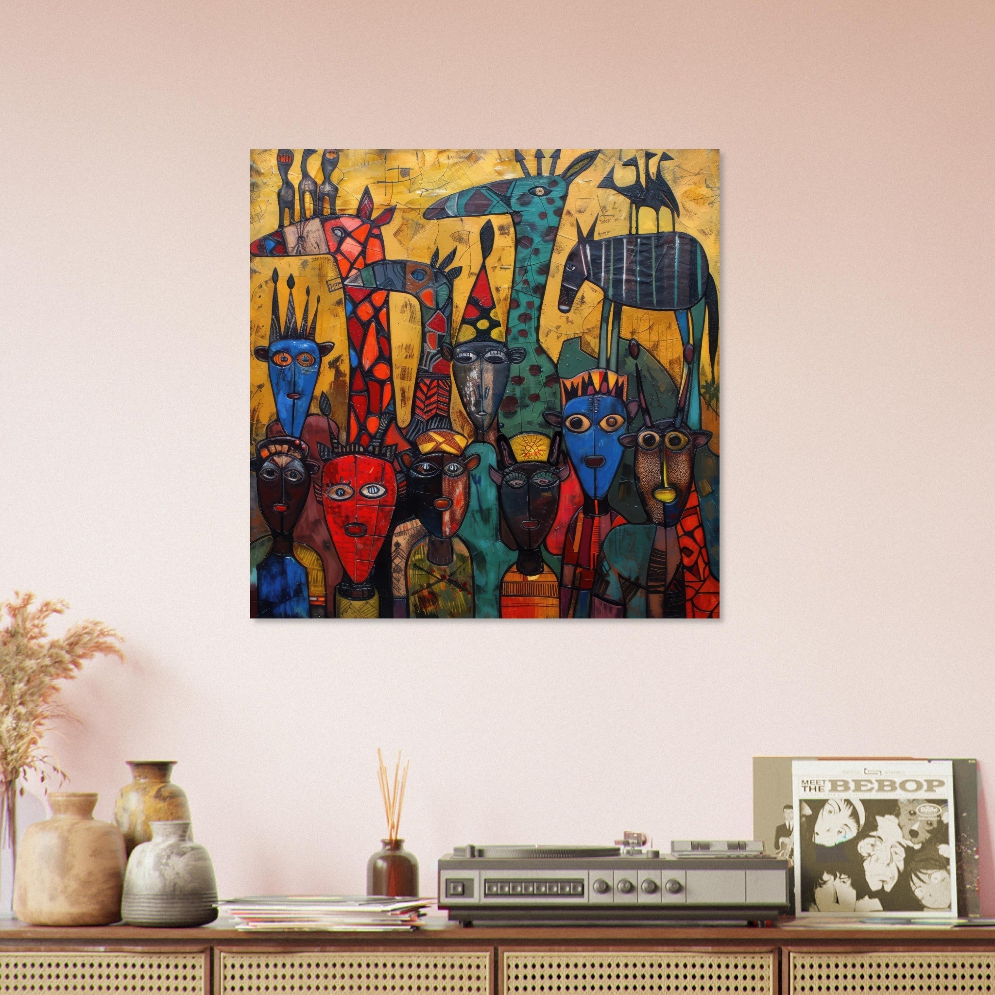 Fine Art Poster Square - Expressionism art style Ugandas ancestors 4 - Shop Ai Art WebShop - Digital Art online Store