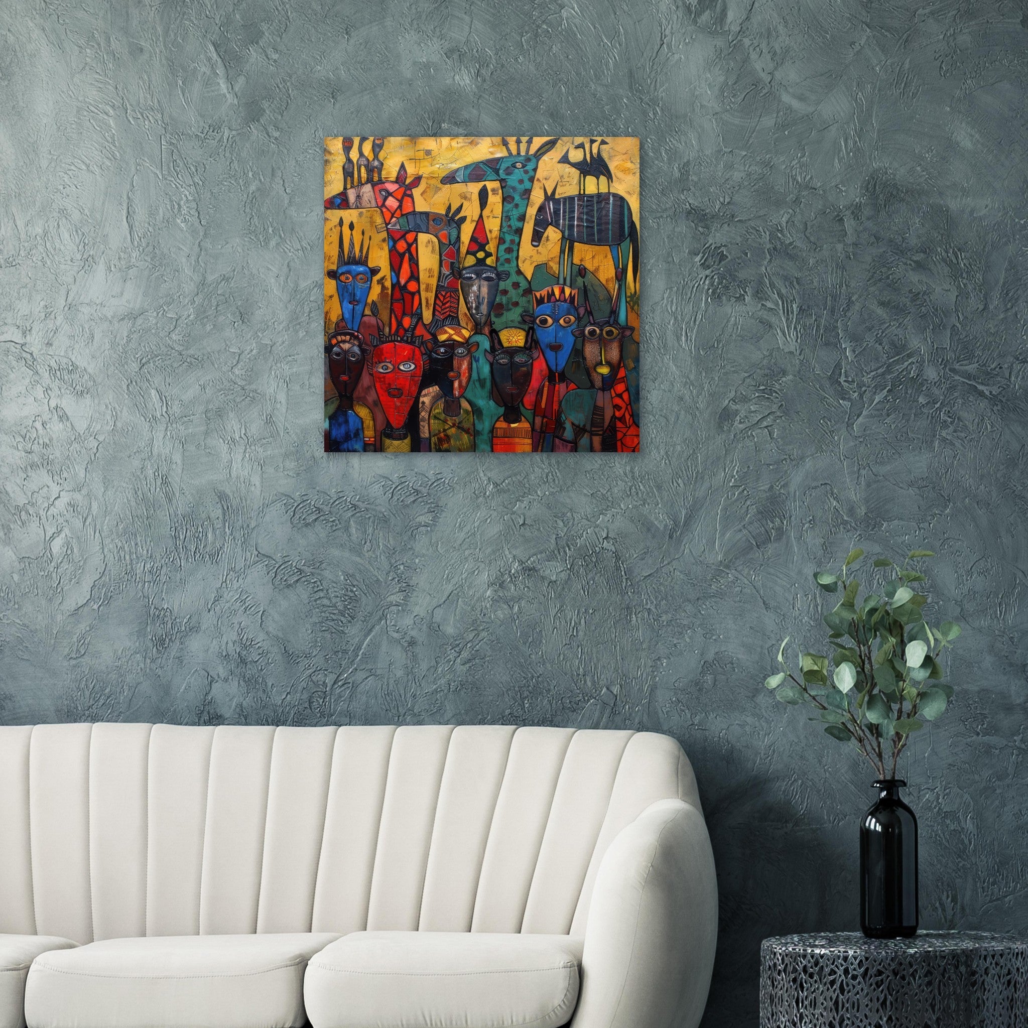 Fine Art Poster Square - Expressionism art style Ugandas ancestors 4 - Shop Ai Art WebShop - Digital Art online Store