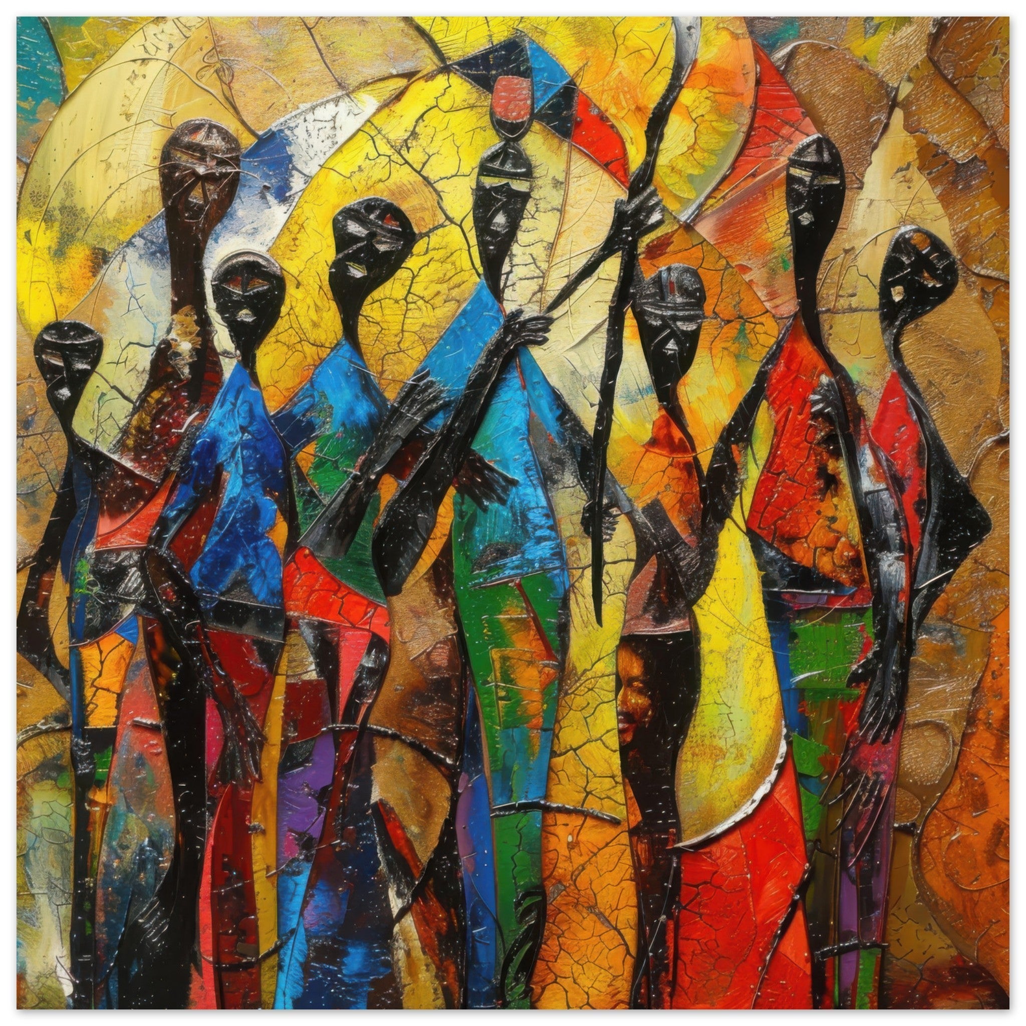 Fine Art Poster Square - Expressionism art style Ugandas ancestors - Shop Ai Art WebShop - Digital Art online Store