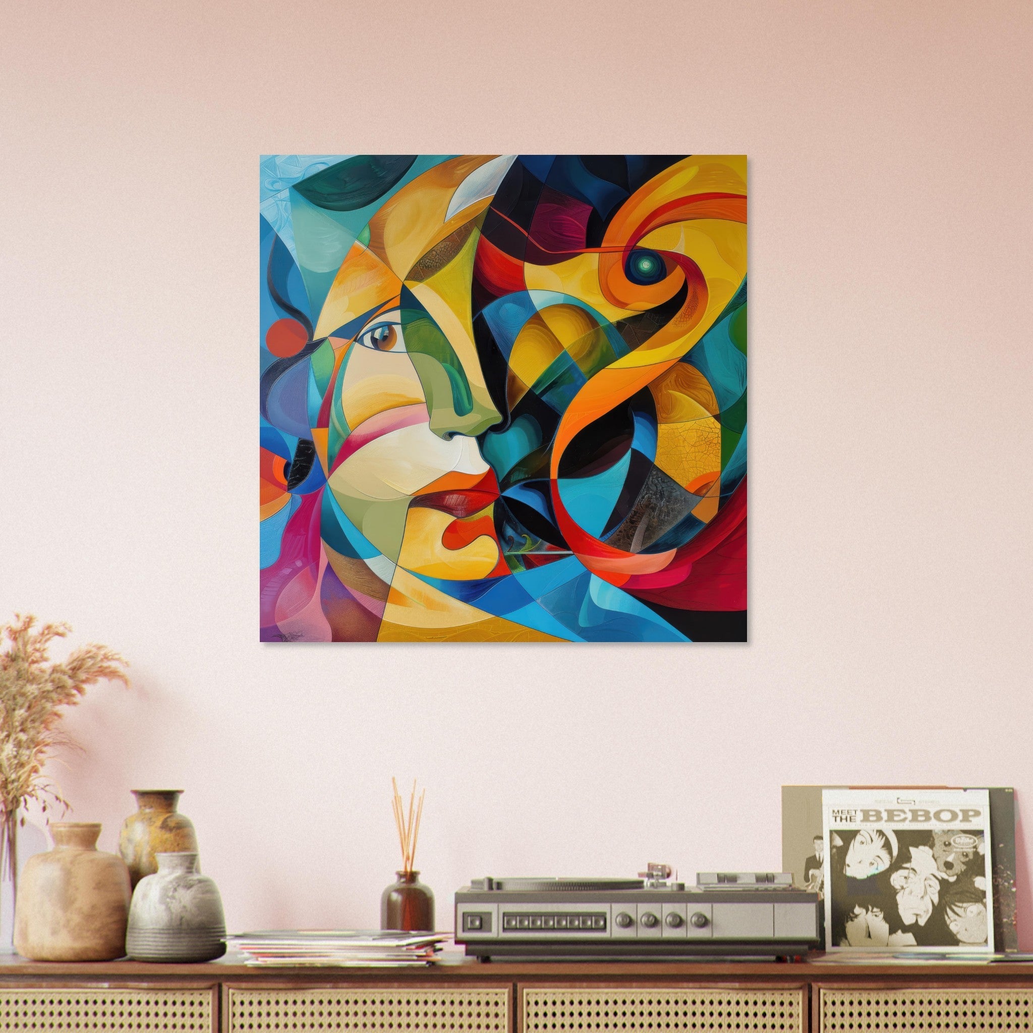 Fine Art Poster Square - Face of the moon abstract art style - Shop Ai Art WebShop - Digital Art online Store