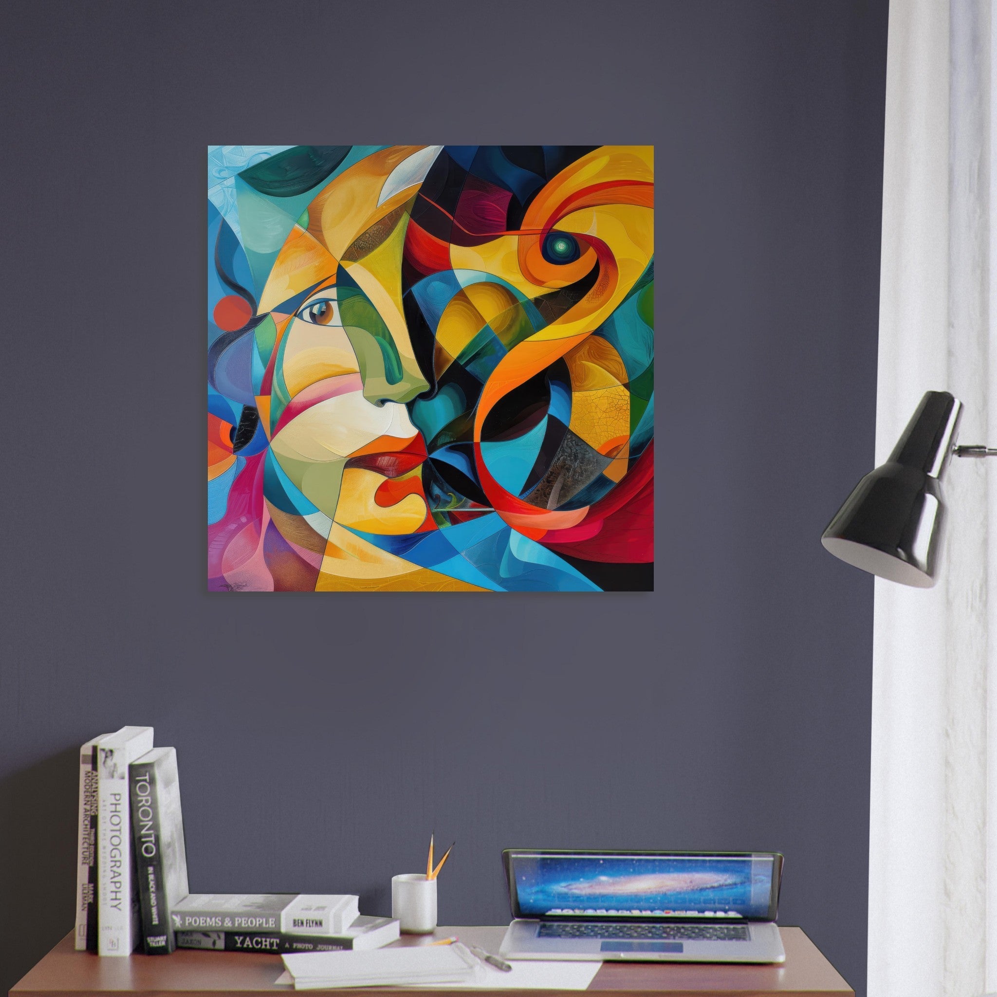 Fine Art Poster Square - Face of the moon abstract art style - Shop Ai Art WebShop - Digital Art online Store
