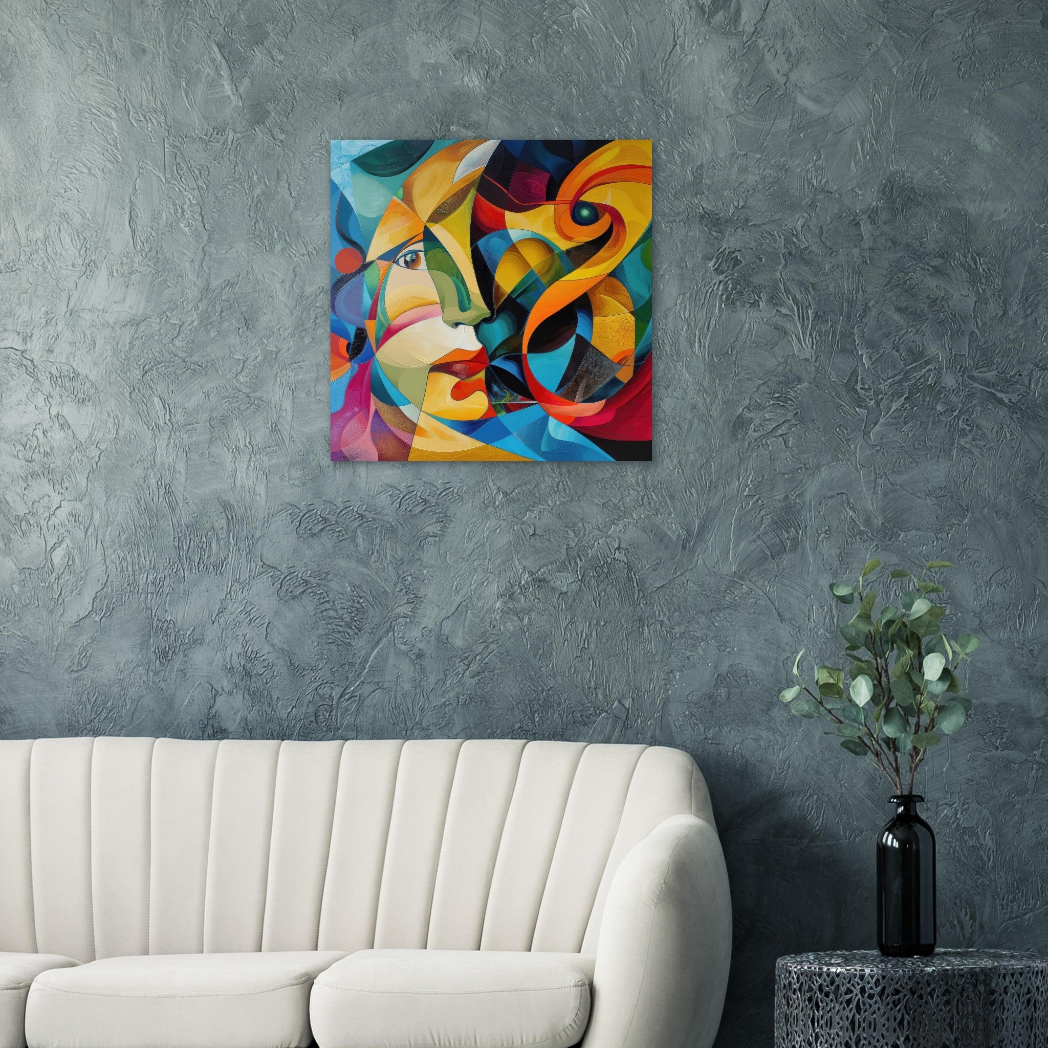 Fine Art Poster Square - Face of the moon abstract art style - Shop Ai Art WebShop - Digital Art online Store
