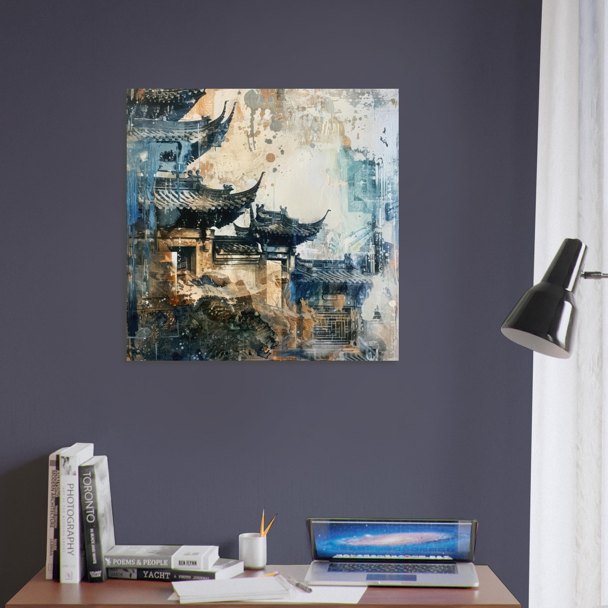Fine Art Poster Square - Old culture of China in abstract style 5 - Shop Ai Art WebShop - Digital Art online Store
