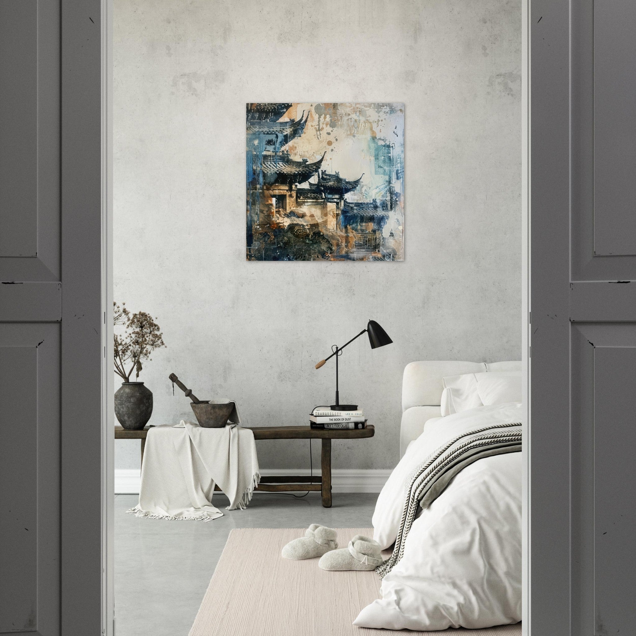 Fine Art Poster Square - Old culture of China in abstract style 5 - Shop Ai Art WebShop - Digital Art online Store