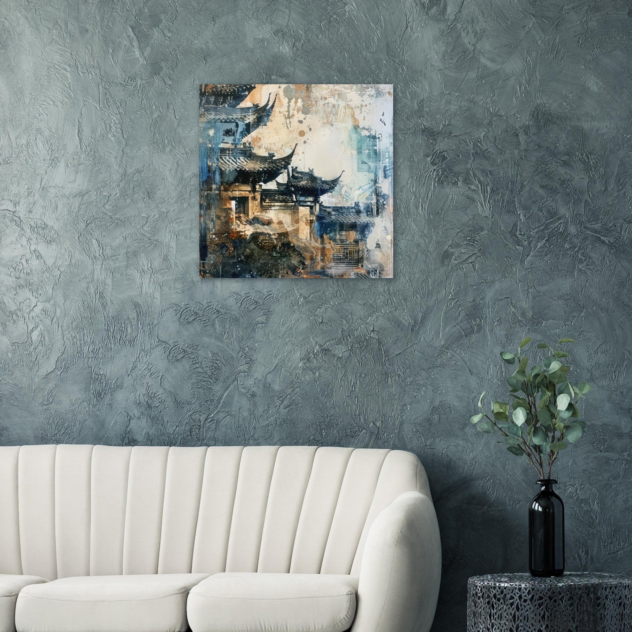 Fine Art Poster Square - Old culture of China in abstract style 5 - Shop Ai Art WebShop - Digital Art online Store