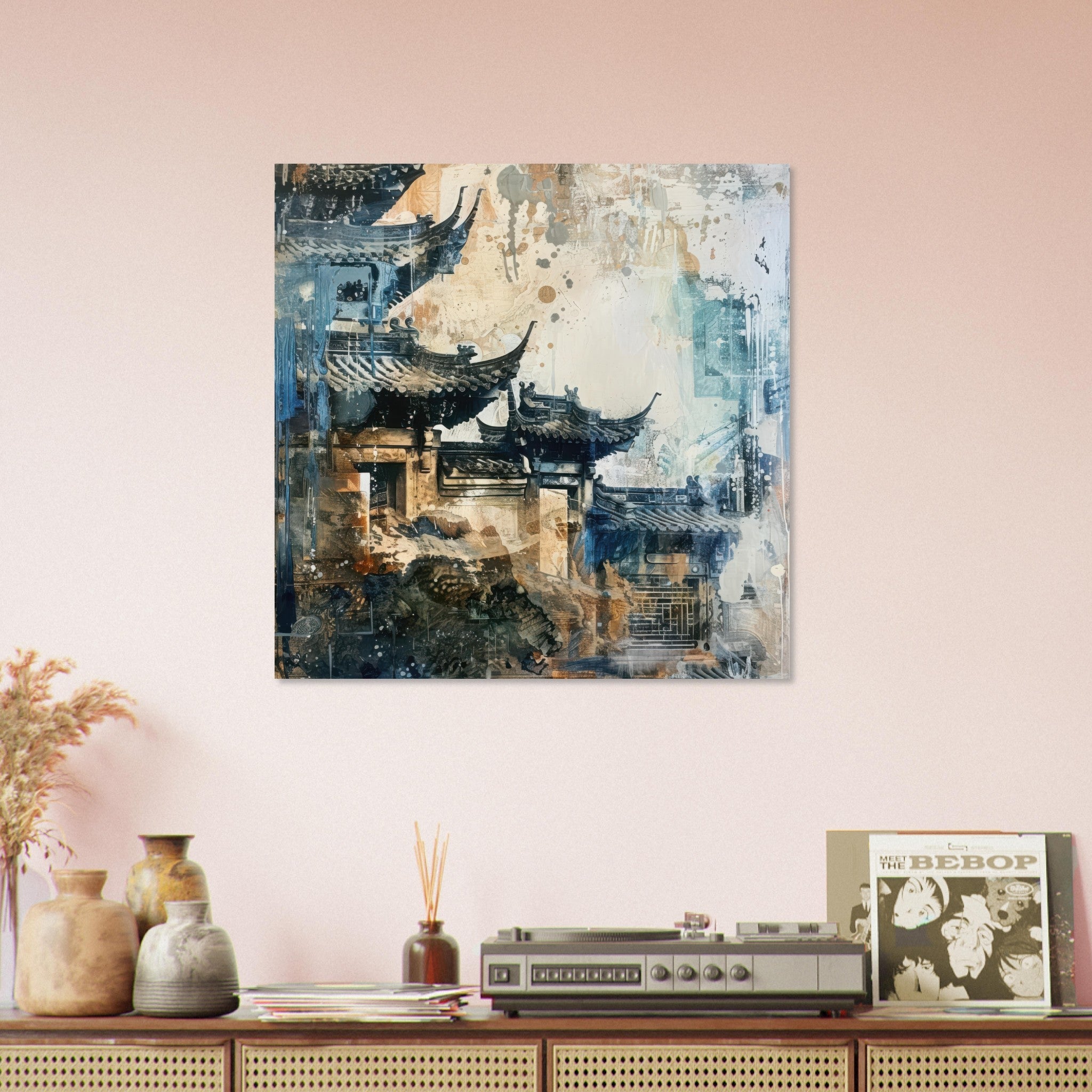 Fine Art Poster Square - Old culture of China in abstract style 5 - Shop Ai Art WebShop - Digital Art online Store