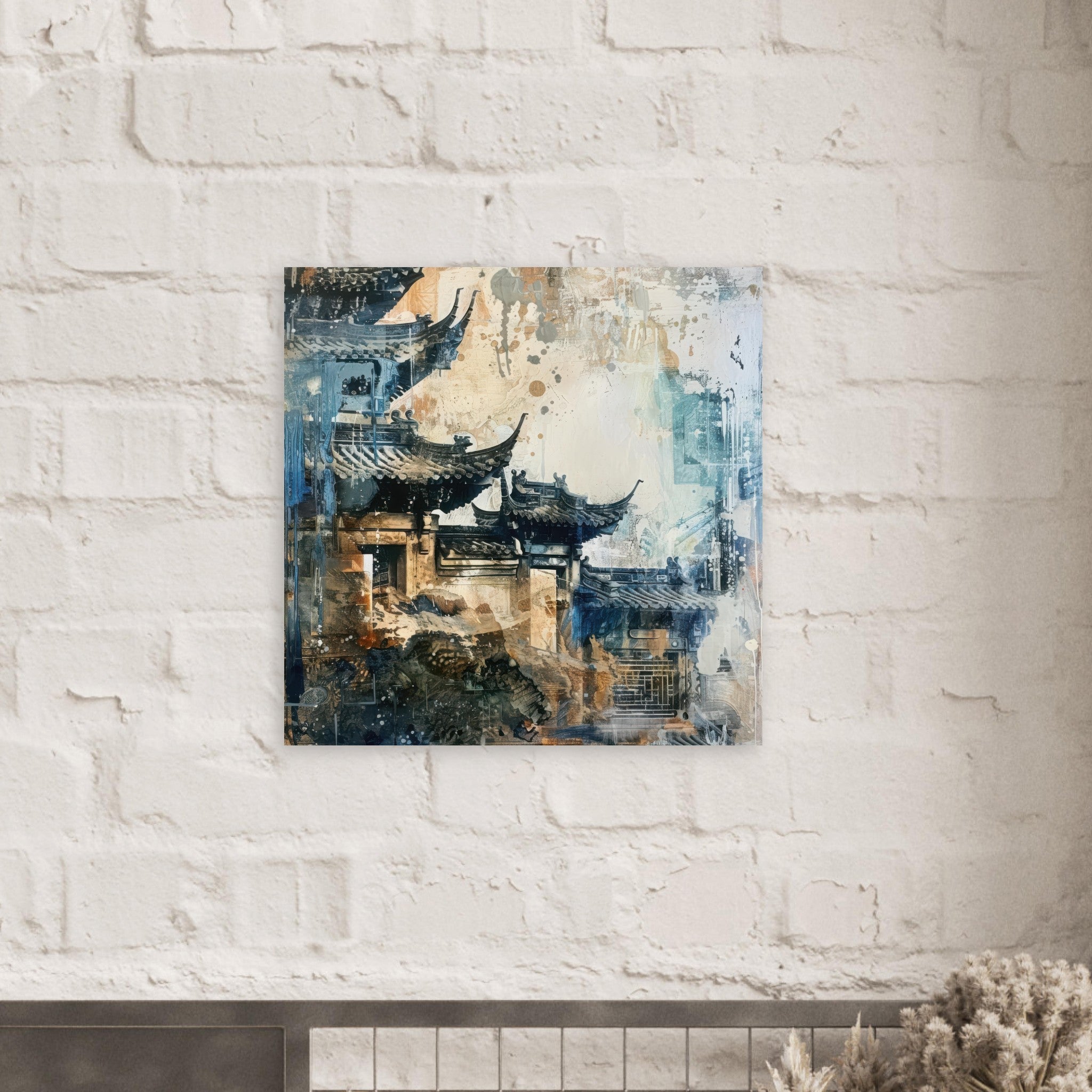 Fine Art Poster Square - Old culture of China in abstract style 5 - Shop Ai Art WebShop - Digital Art online Store