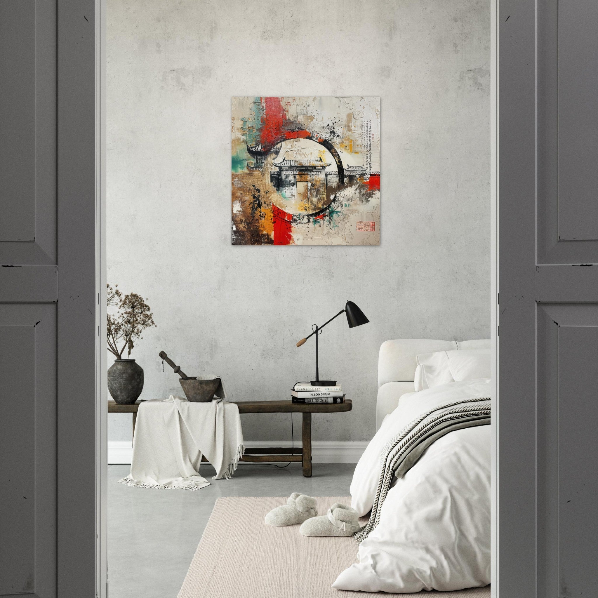Fine Art Poster Square - Old culture of China in abstract style 6 - Shop Ai Art WebShop - Digital Art online Store