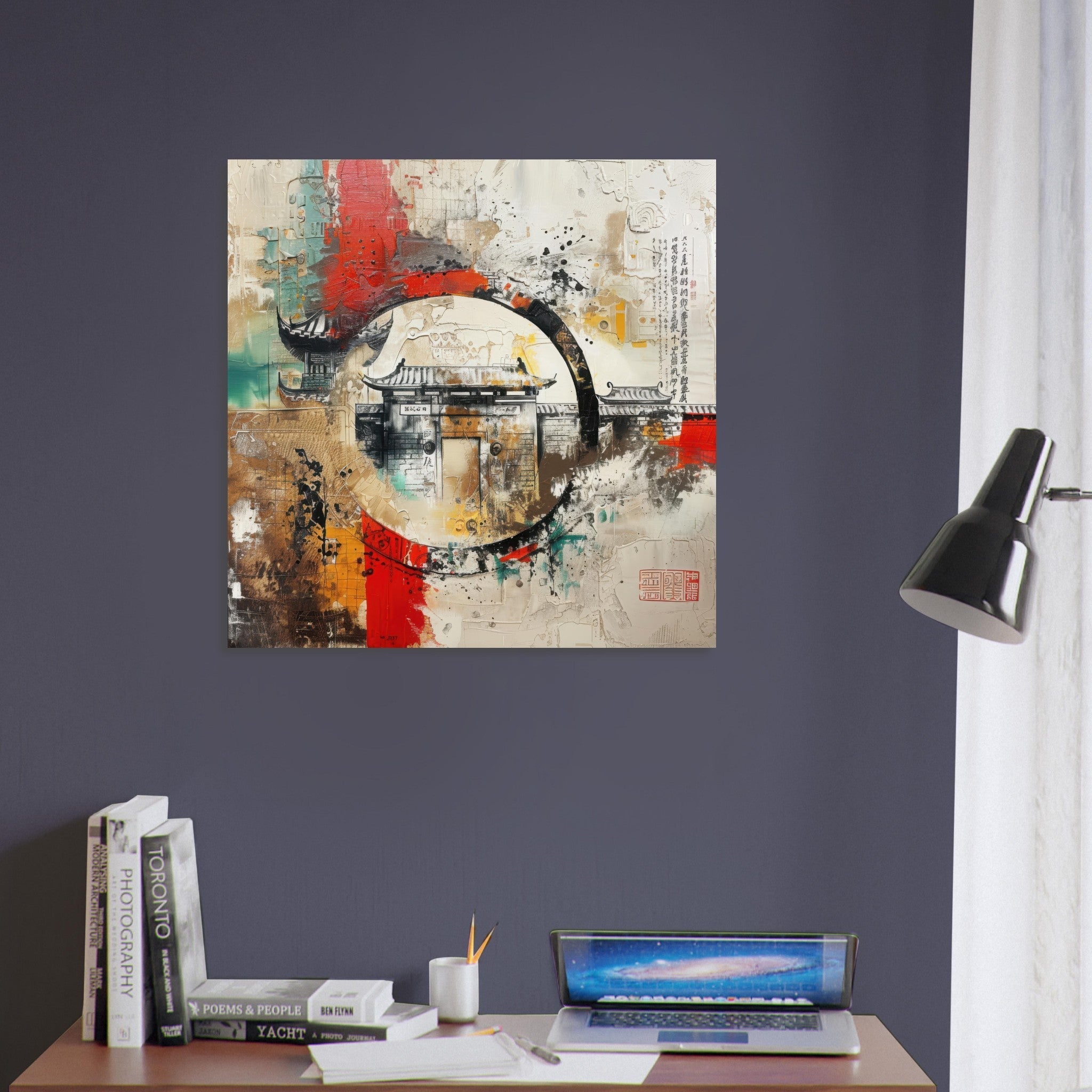 Fine Art Poster Square - Old culture of China in abstract style 6 - Shop Ai Art WebShop - Digital Art online Store