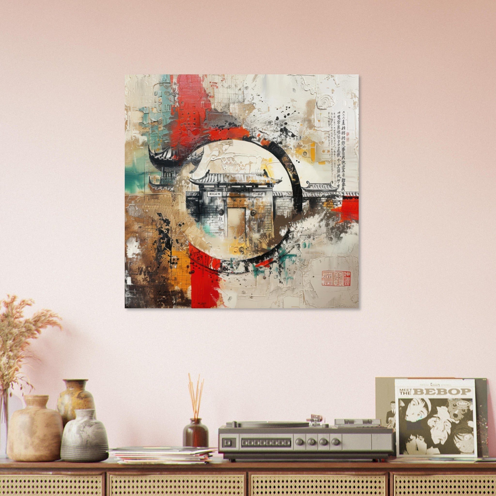 Fine Art Poster Square - Old culture of China in abstract style 6 - Shop Ai Art WebShop - Digital Art online Store