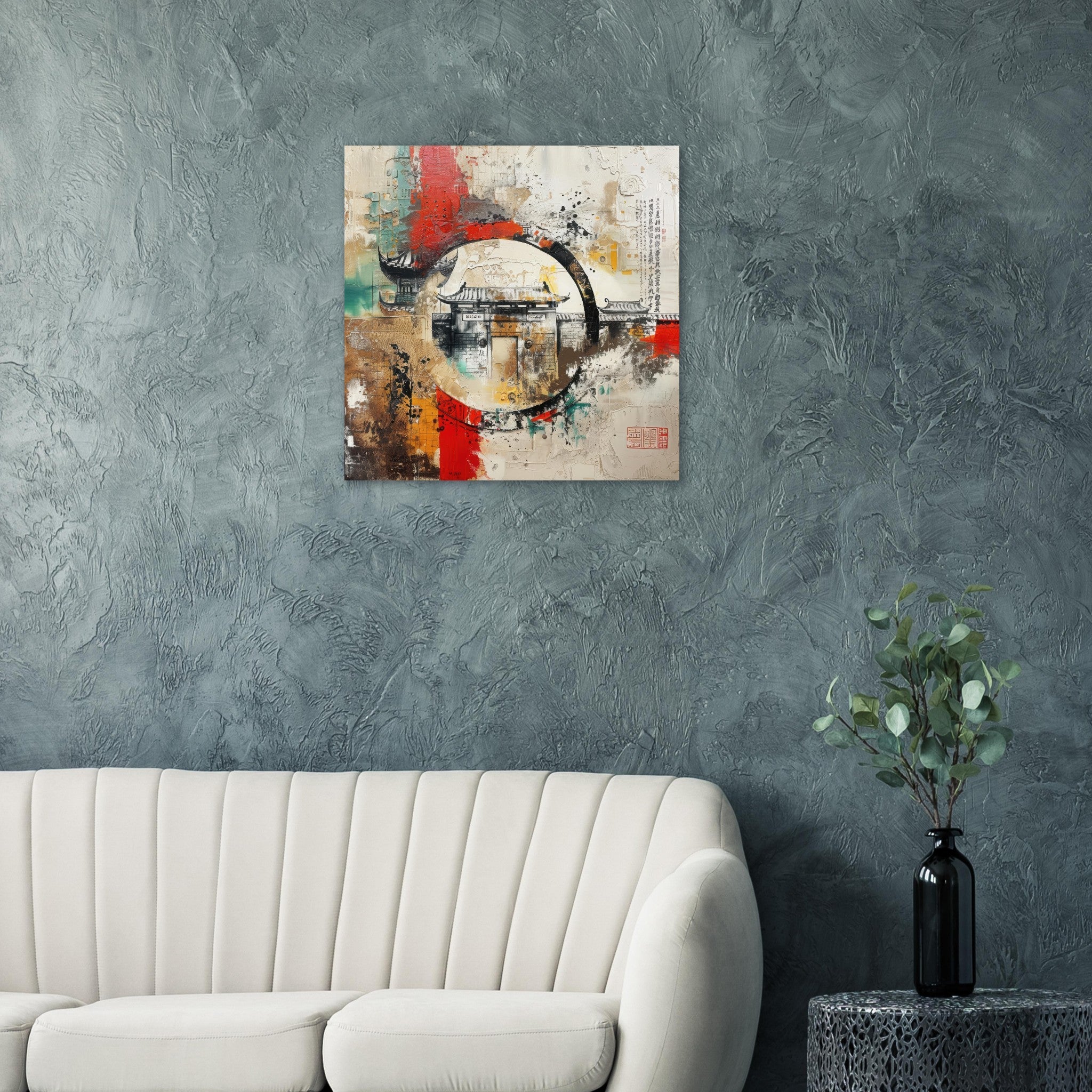 Fine Art Poster Square - Old culture of China in abstract style 6 - Shop Ai Art WebShop - Digital Art online Store