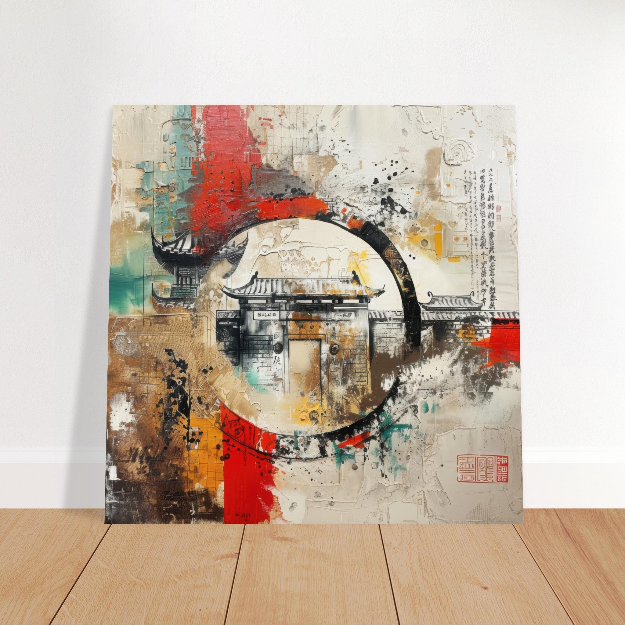 Fine Art Poster Square - Old culture of China in abstract style 6 - Shop Ai Art WebShop - Digital Art online Store