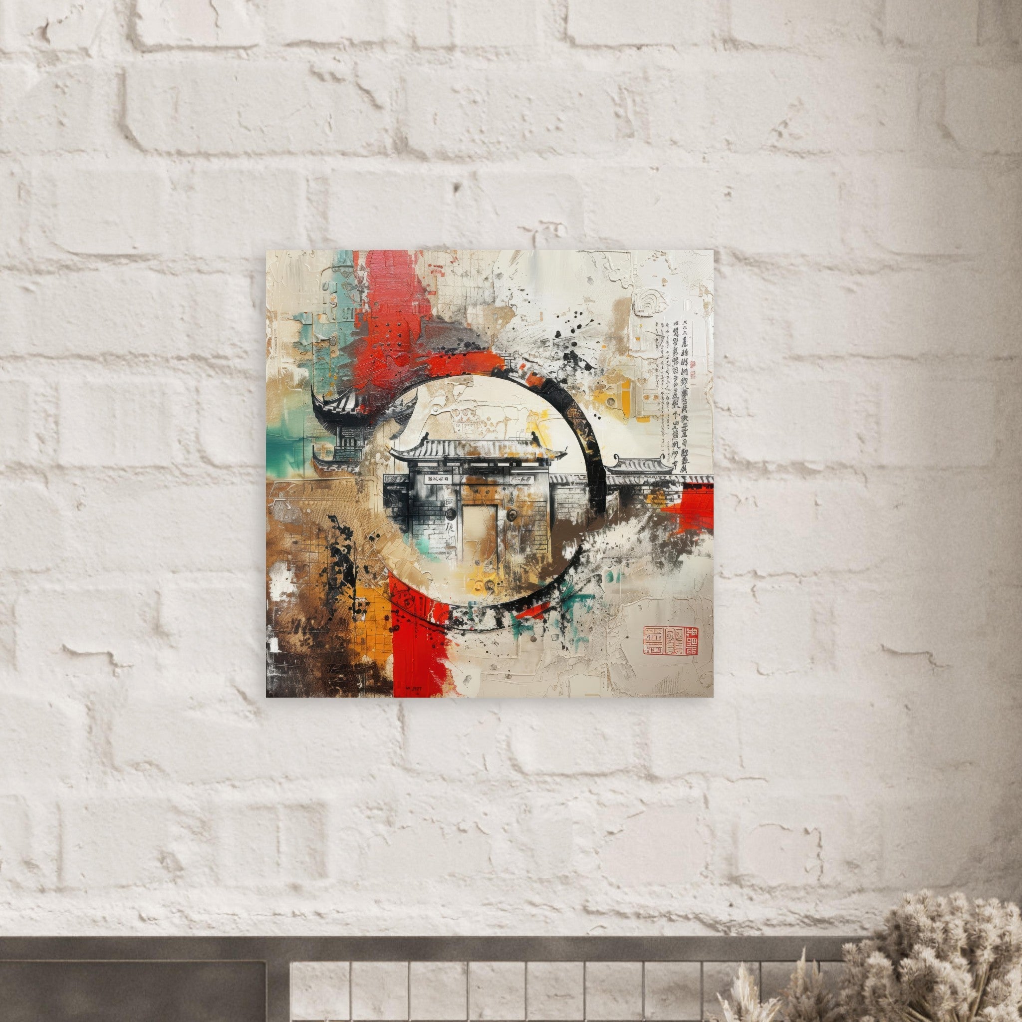 Fine Art Poster Square - Old culture of China in abstract style 6 - Shop Ai Art WebShop - Digital Art online Store