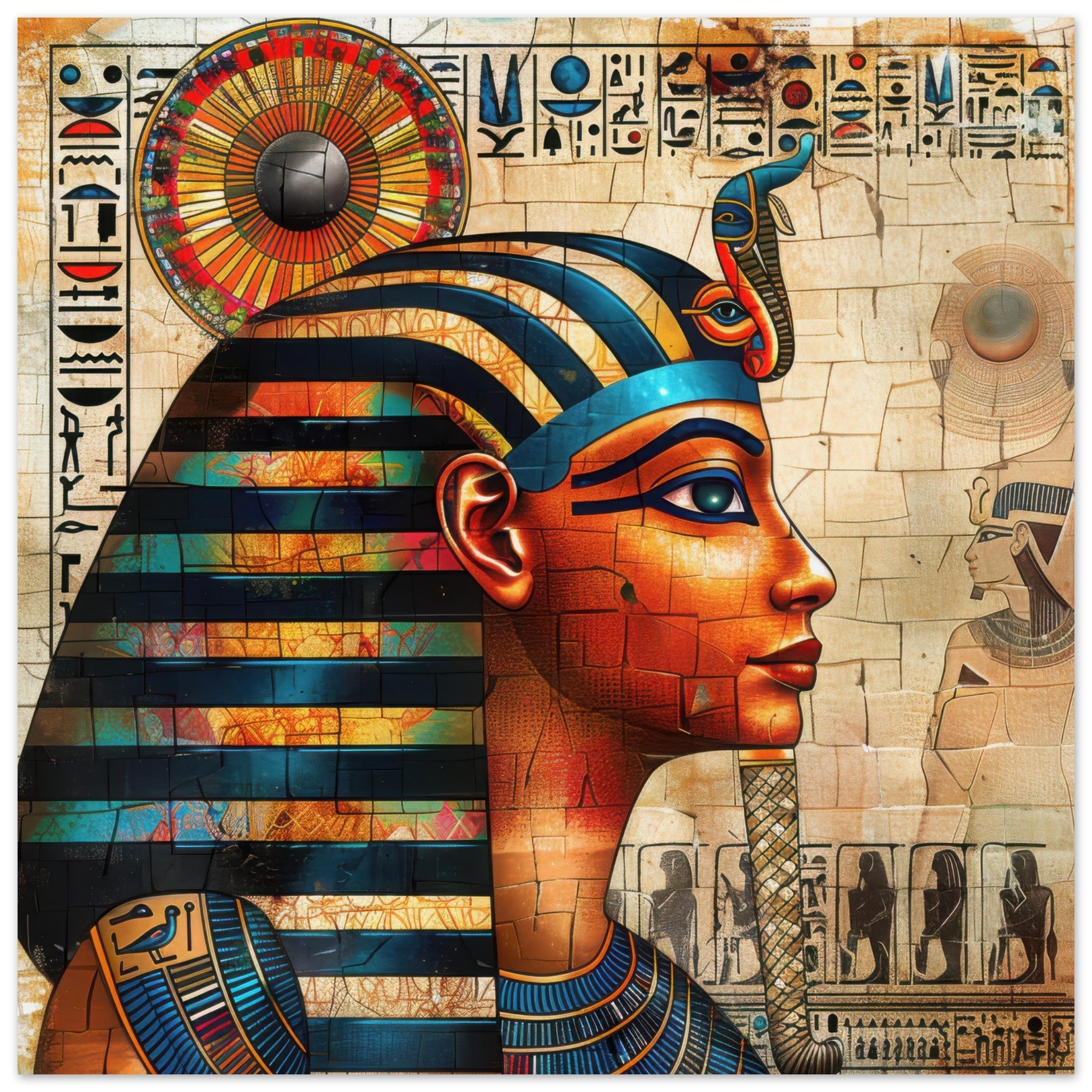 Fine Art Poster Square - Old culture of Egypt in abstract style 2 - Shop Ai Art WebShop - Digital Art online Store