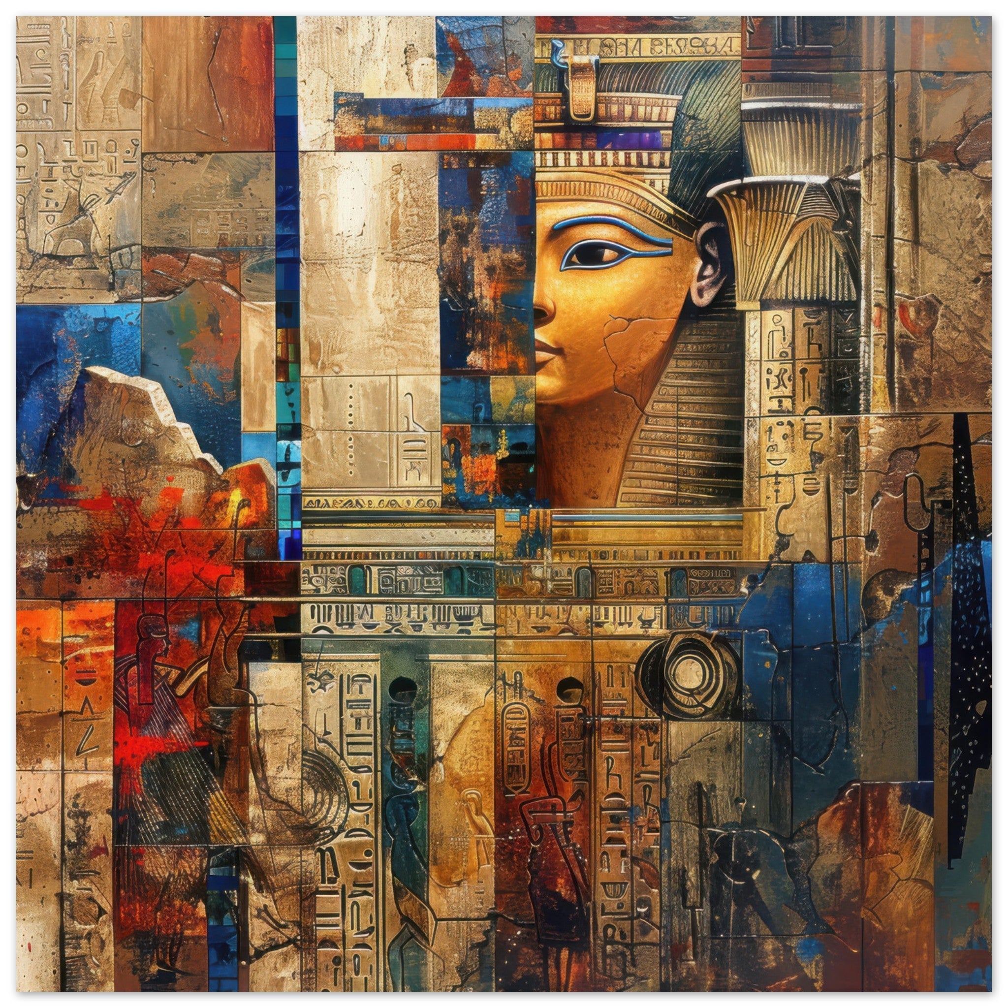 Fine Art Poster Square - Old culture of Egypt in abstract style - Shop Ai Art WebShop - Digital Art online Store