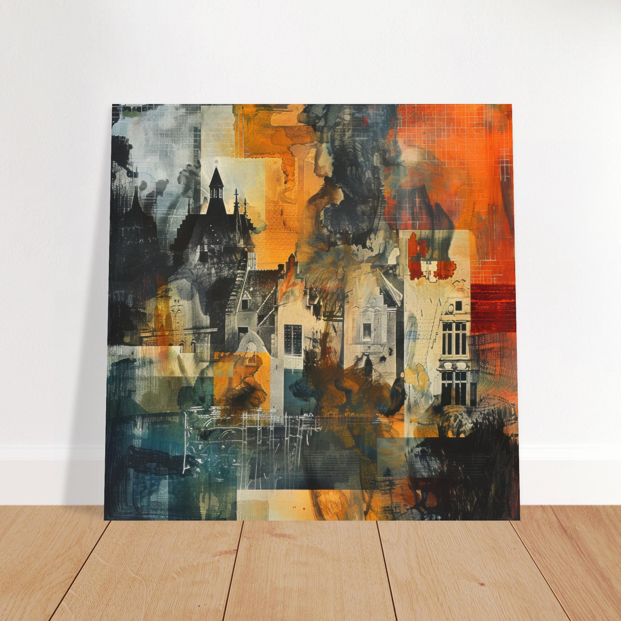 Fine Art Poster Square - Old culture of the Netherlands in abstract style 4 - Shop Ai Art WebShop - Digital Art online Store