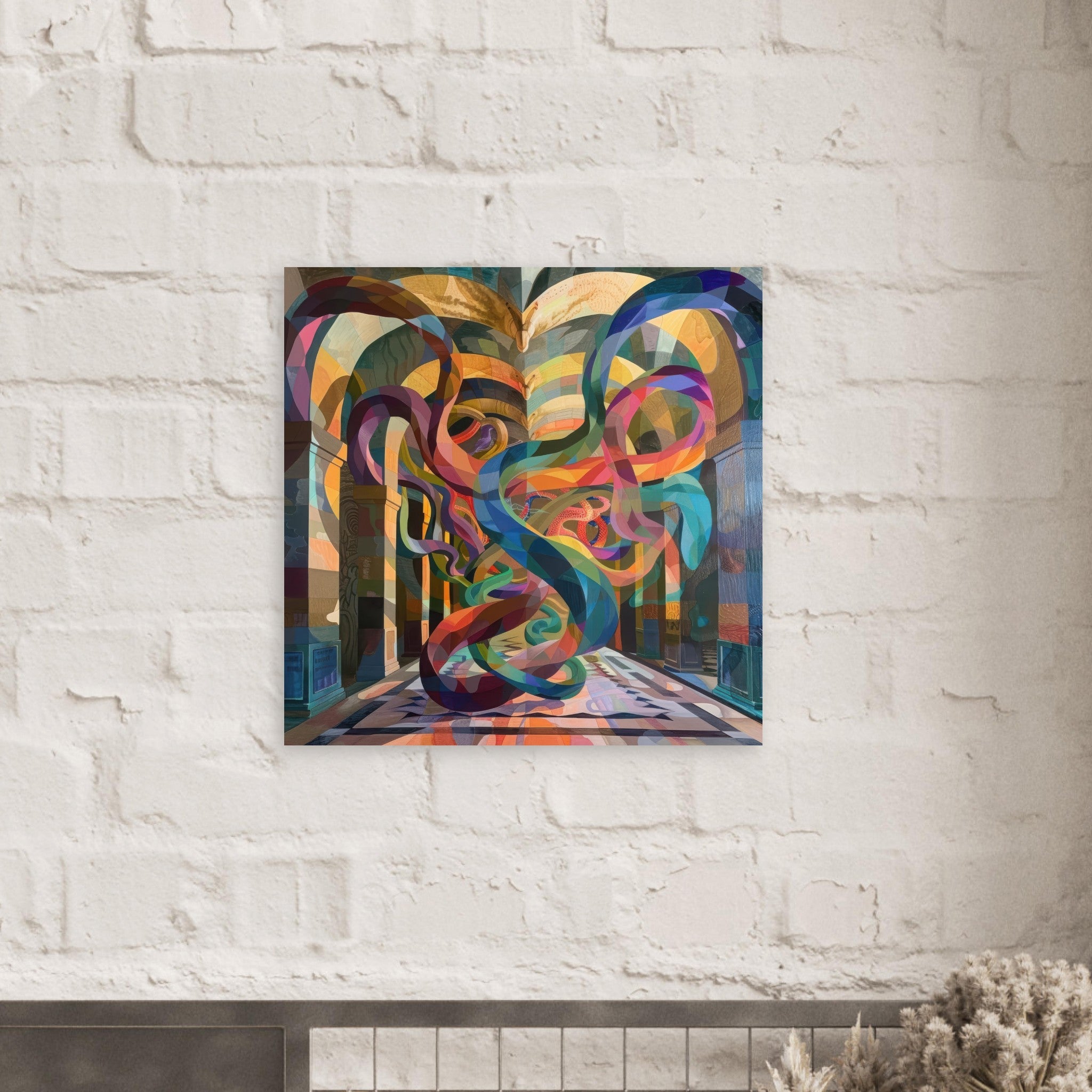 Fine Art Poster Square - The Hall of Serpentine Whispers abstract art style - Ai Art Force