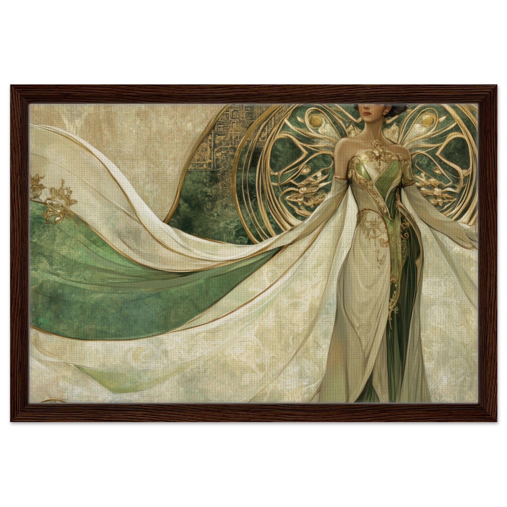 Framed Canvas Landscape - Alien Royalty in Art Nouveau Elegance A portrait 4 - Shop Ai Art WebShop - Digital Art online Store
