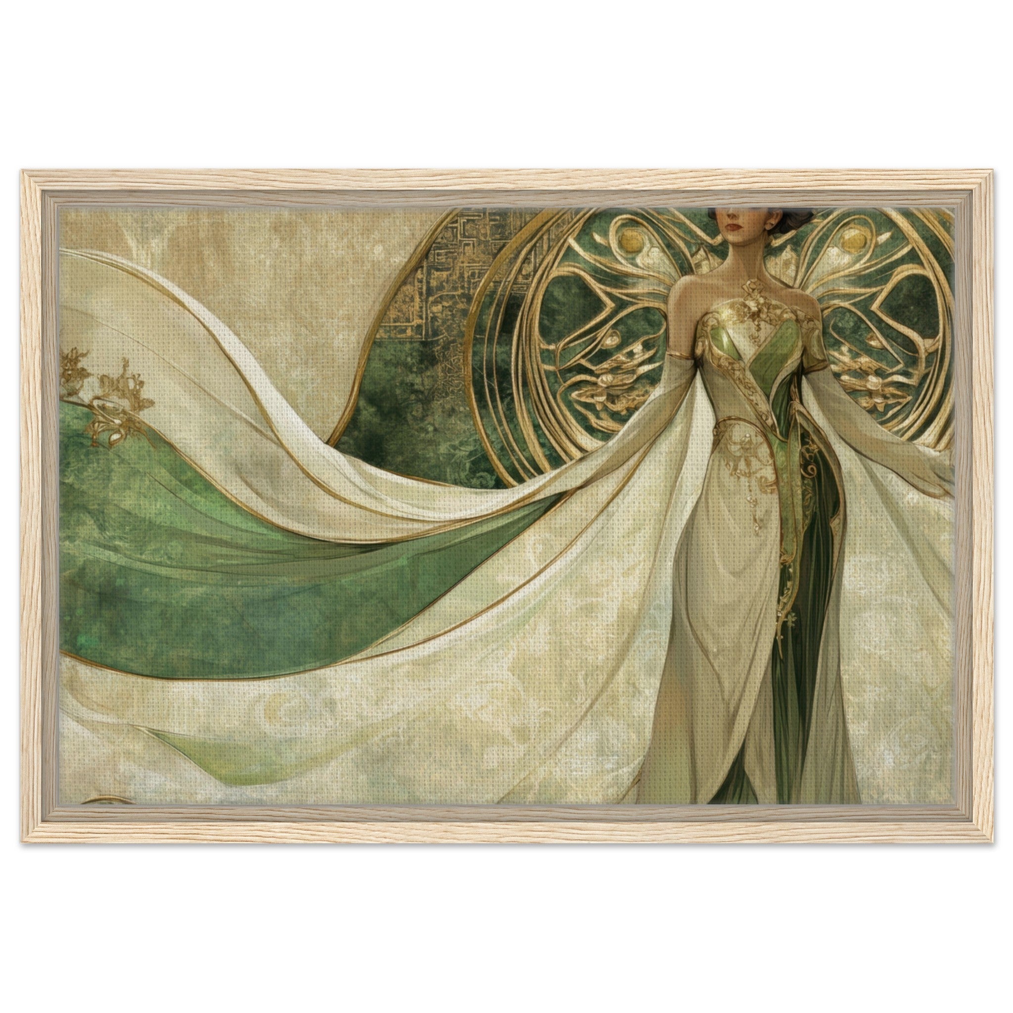 Framed Canvas Landscape - Alien Royalty in Art Nouveau Elegance A portrait 4 - Shop Ai Art WebShop - Digital Art online Store