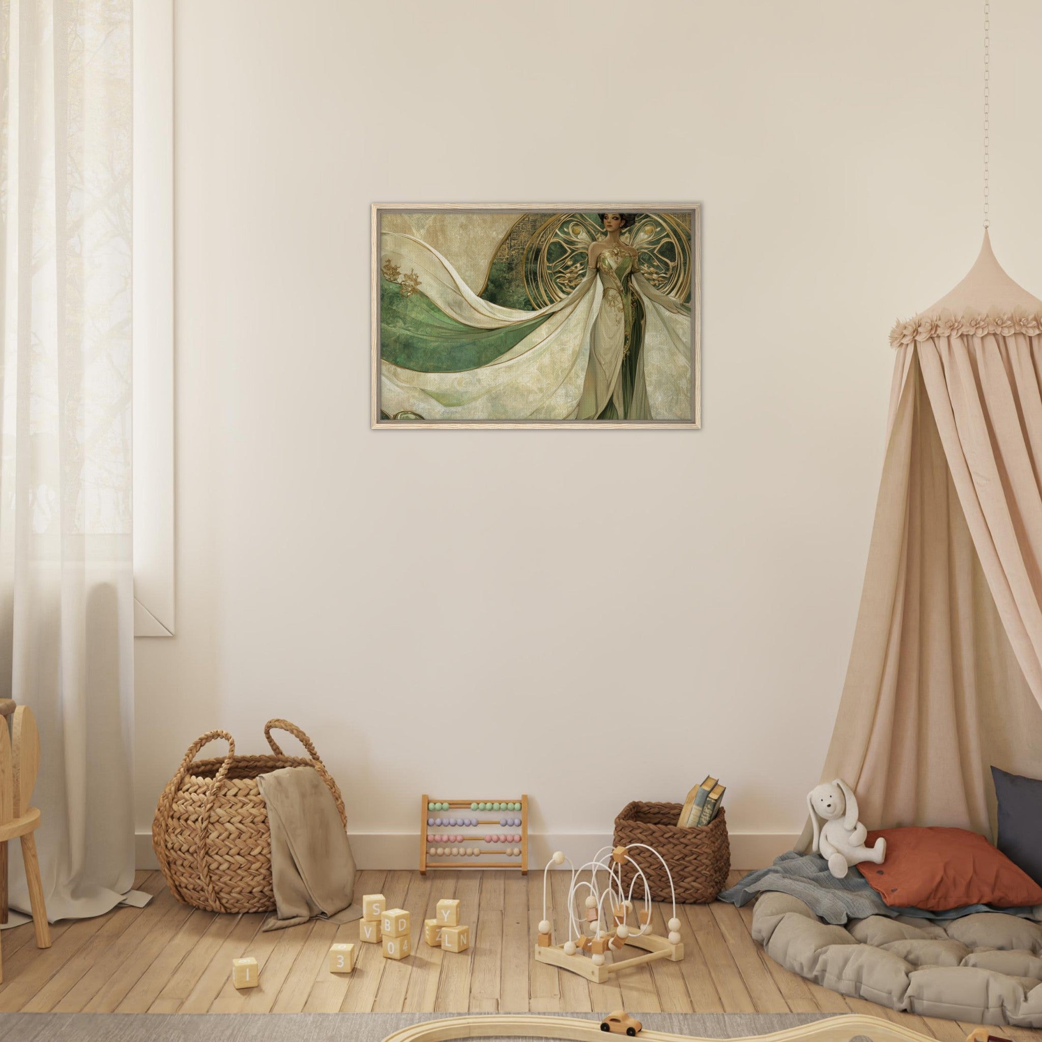 Framed Canvas Landscape - Alien Royalty in Art Nouveau Elegance A portrait 4 - Shop Ai Art WebShop - Digital Art online Store
