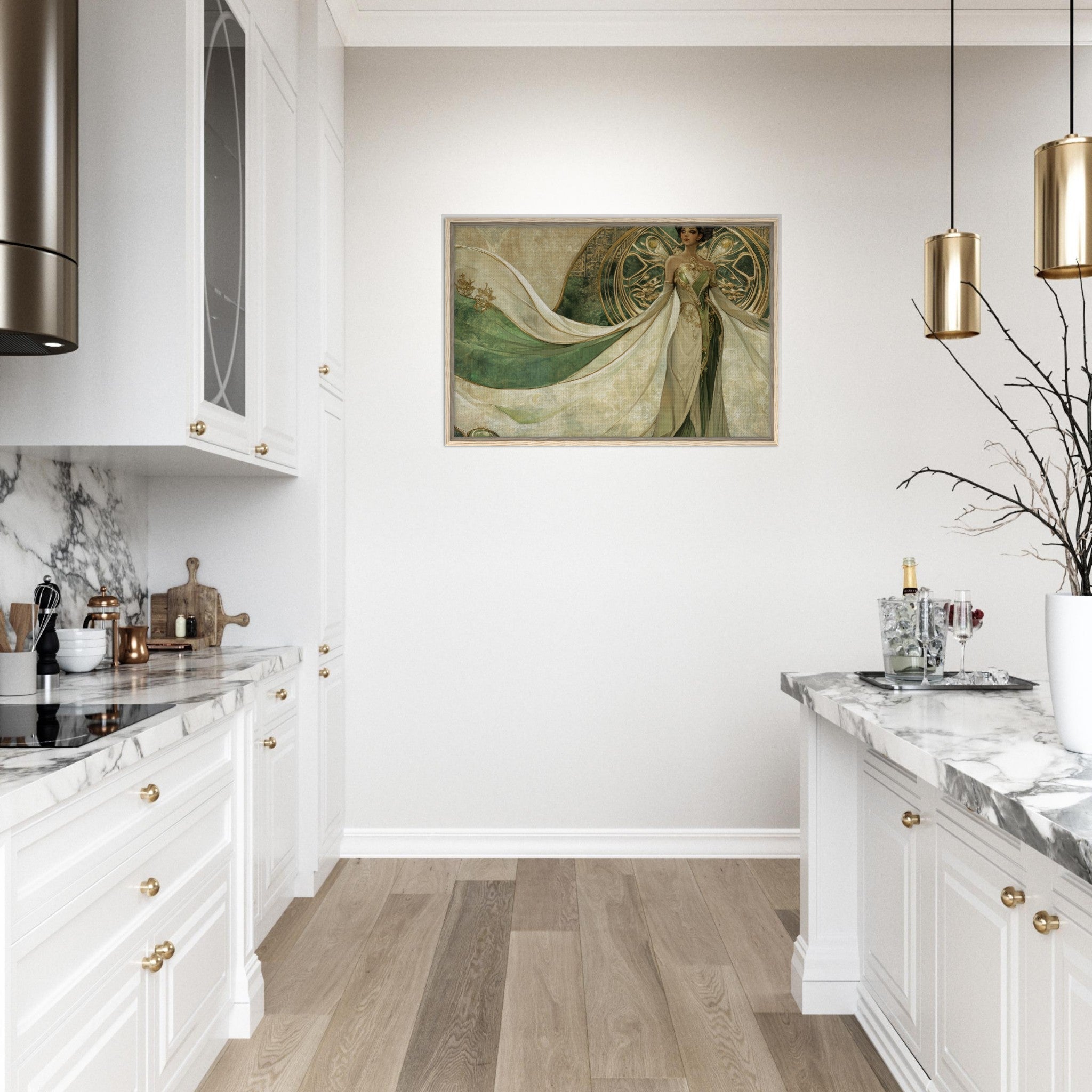 Framed Canvas Landscape - Alien Royalty in Art Nouveau Elegance A portrait 4 - Shop Ai Art WebShop - Digital Art online Store