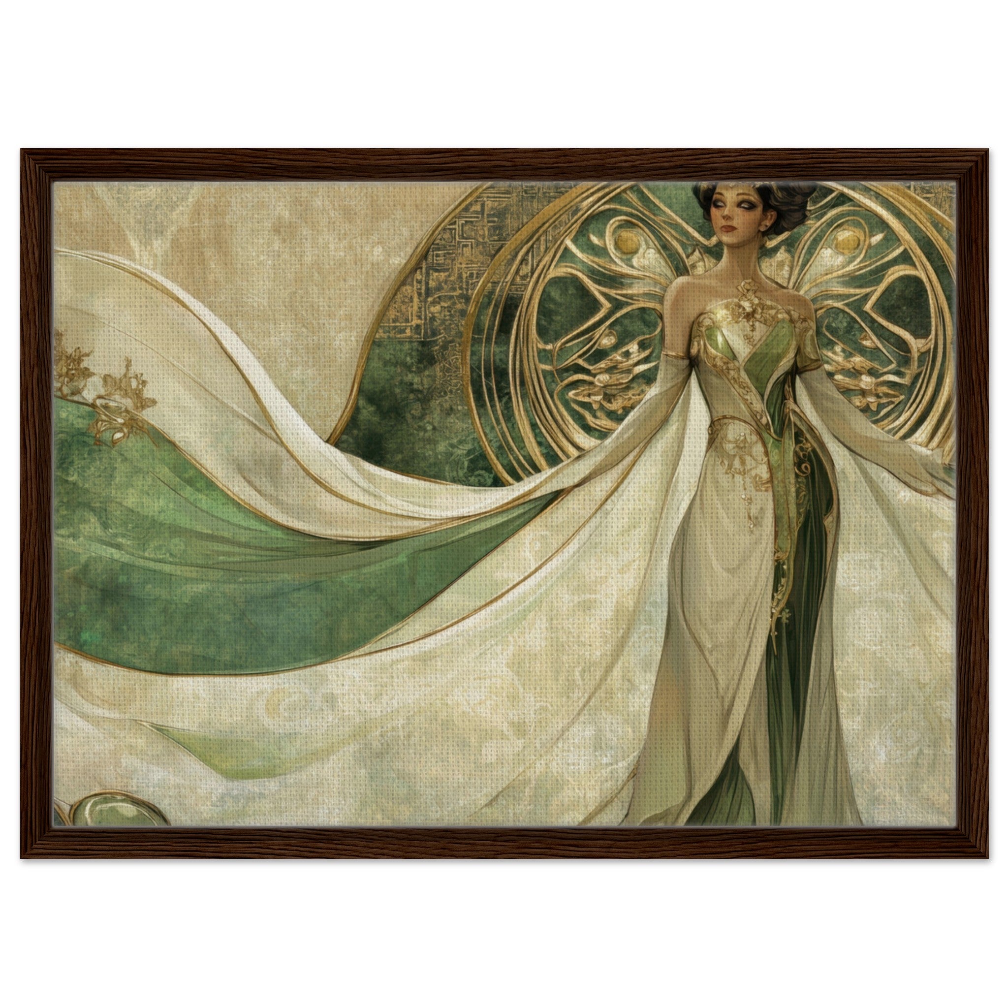 Framed Canvas Landscape - Alien Royalty in Art Nouveau Elegance A portrait 4 - Shop Ai Art WebShop - Digital Art online Store