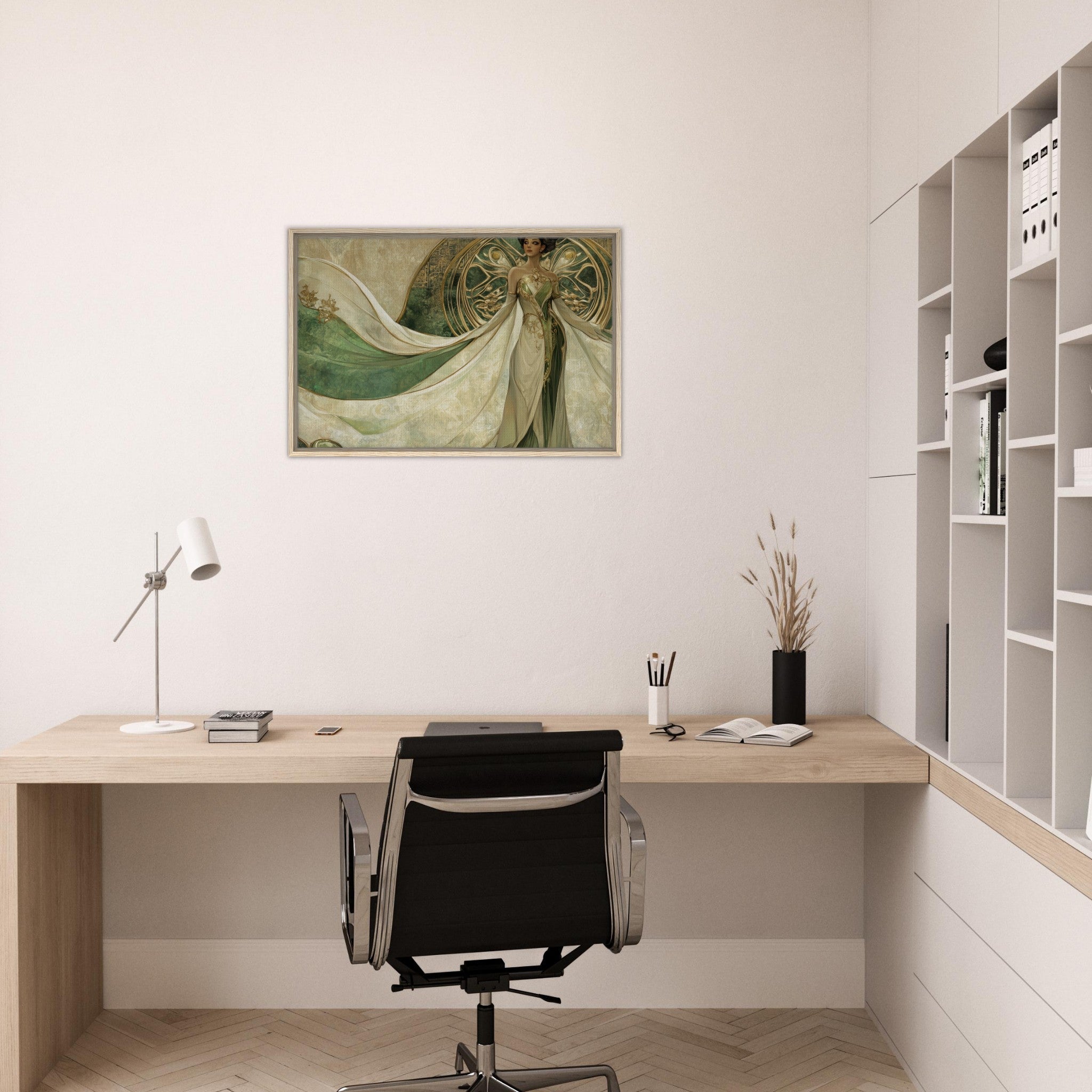 Framed Canvas Landscape - Alien Royalty in Art Nouveau Elegance A portrait 4 - Shop Ai Art WebShop - Digital Art online Store