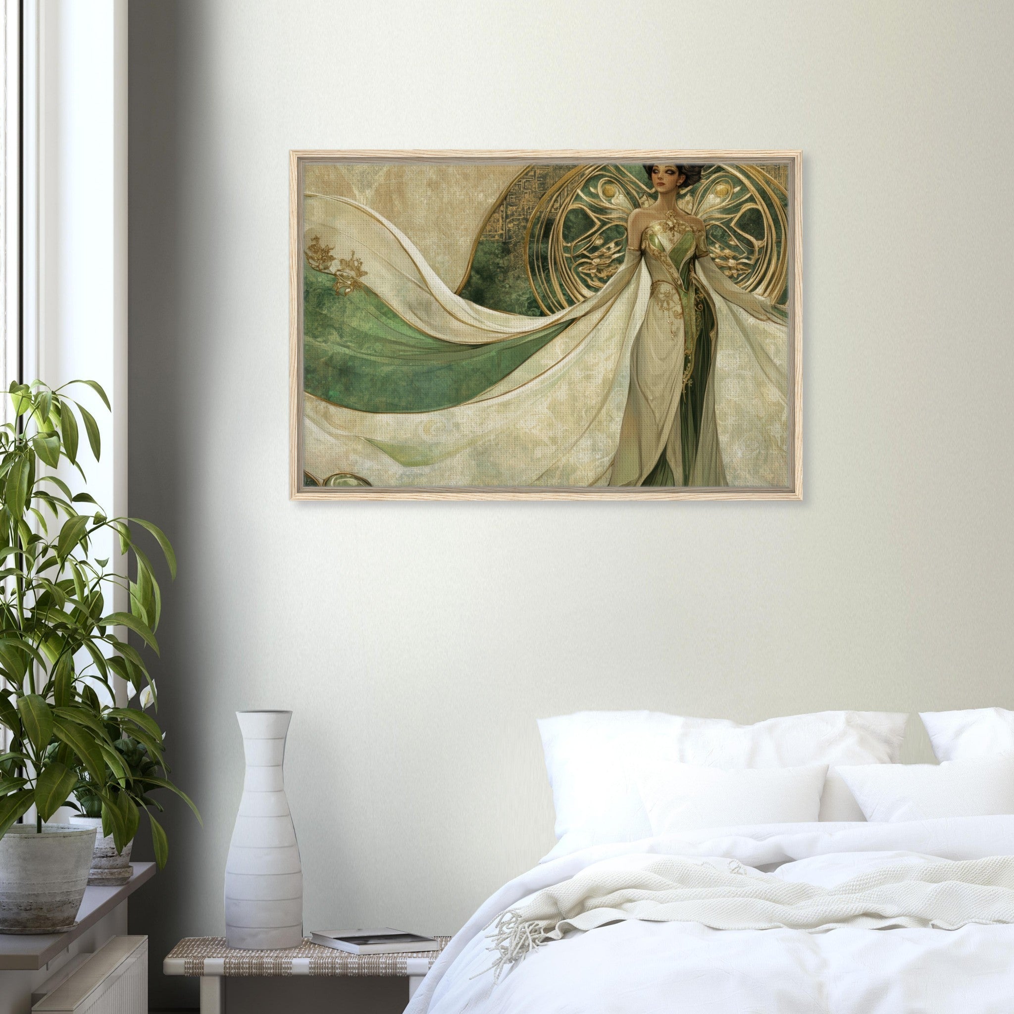 Framed Canvas Landscape - Alien Royalty in Art Nouveau Elegance A portrait 4 - Shop Ai Art WebShop - Digital Art online Store