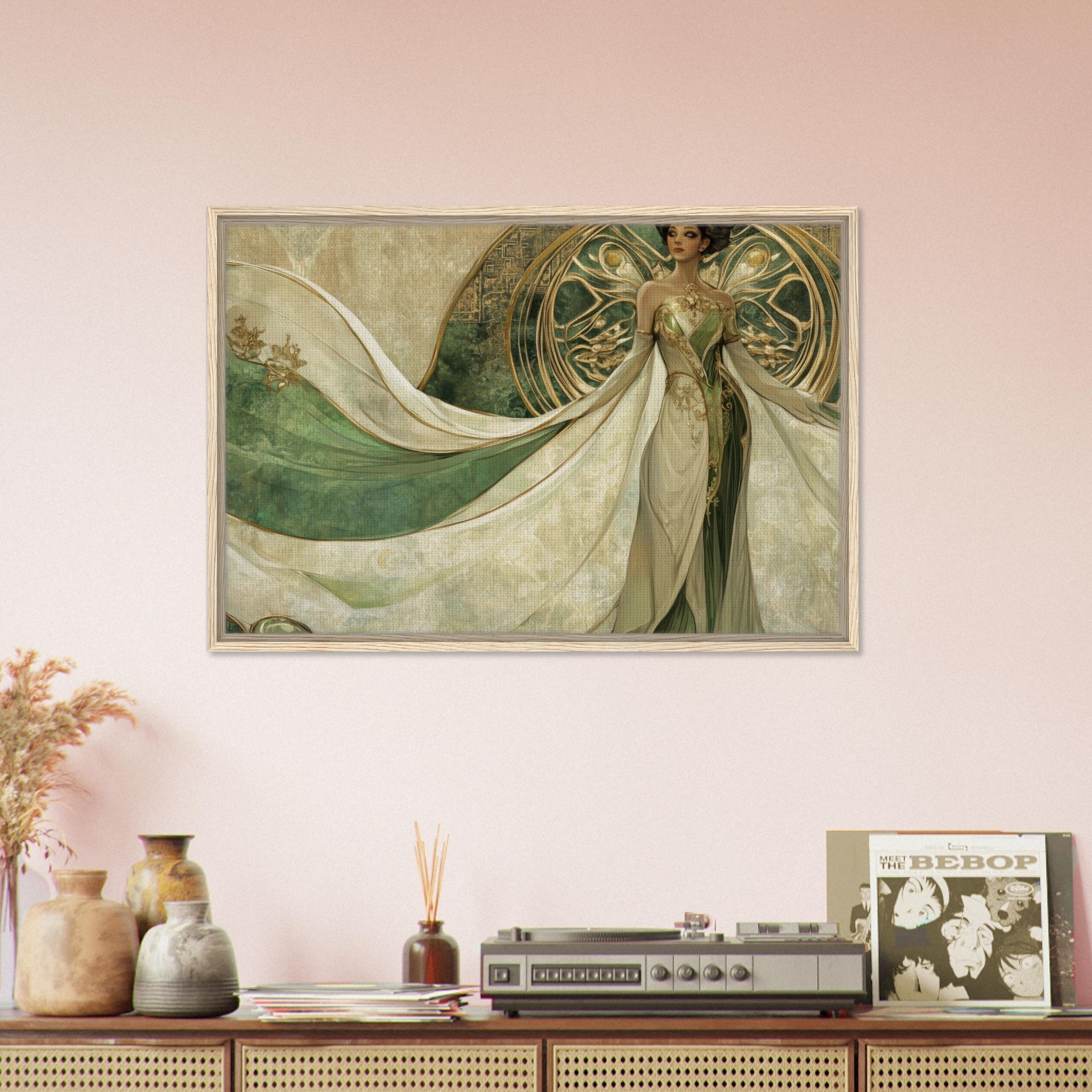Framed Canvas Landscape - Alien Royalty in Art Nouveau Elegance A portrait 4 - Shop Ai Art WebShop - Digital Art online Store