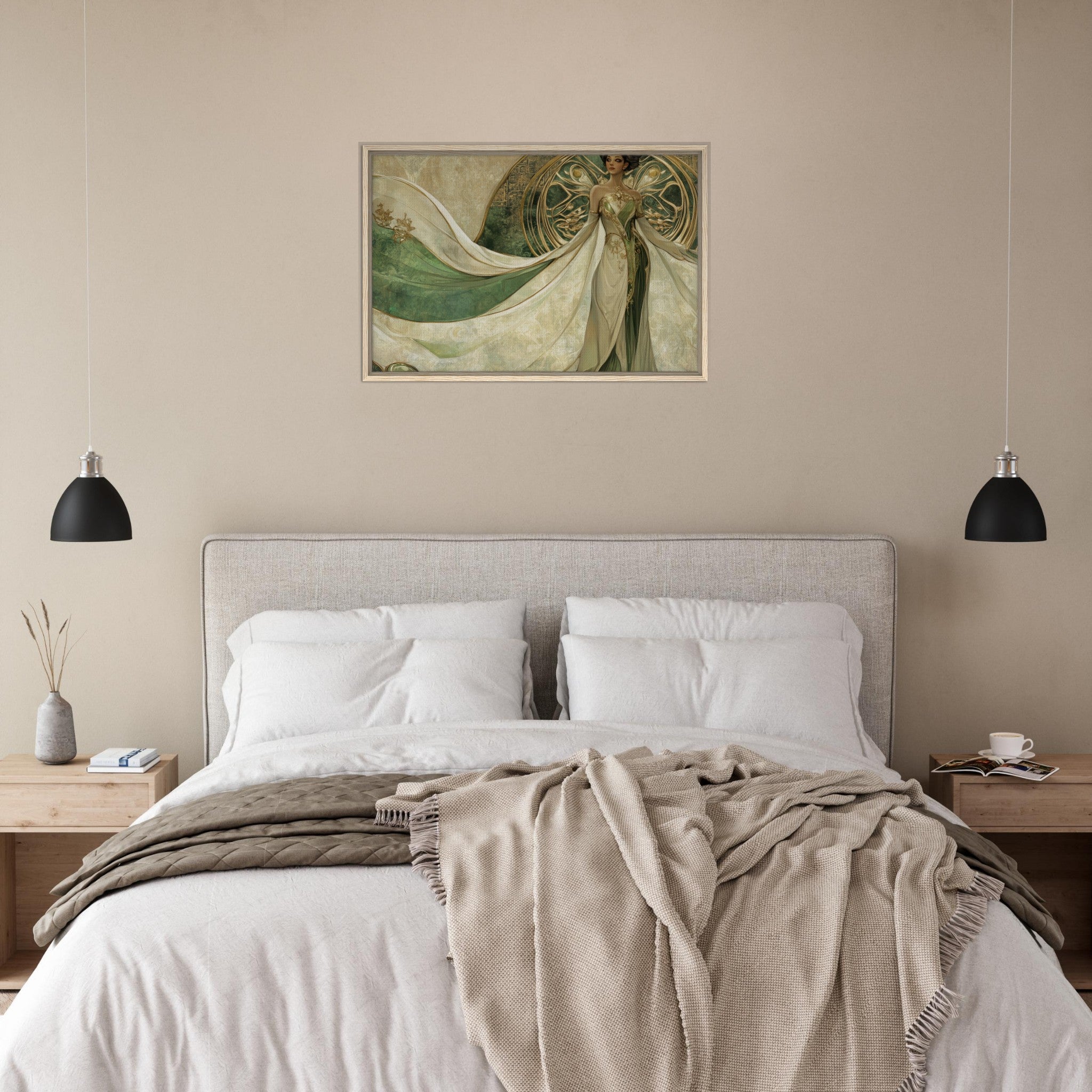 Framed Canvas Landscape - Alien Royalty in Art Nouveau Elegance A portrait 4 - Shop Ai Art WebShop - Digital Art online Store