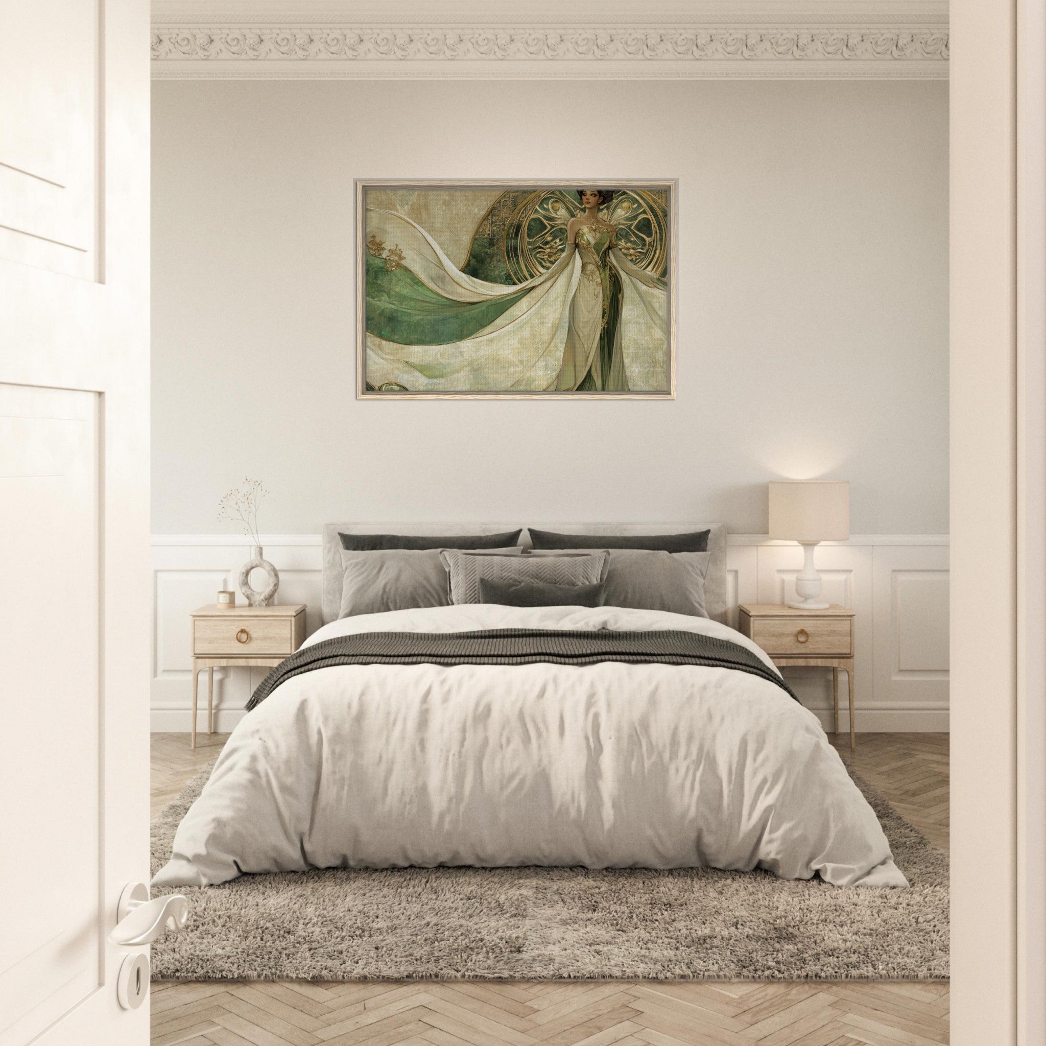Framed Canvas Landscape - Alien Royalty in Art Nouveau Elegance A portrait 4 - Shop Ai Art WebShop - Digital Art online Store