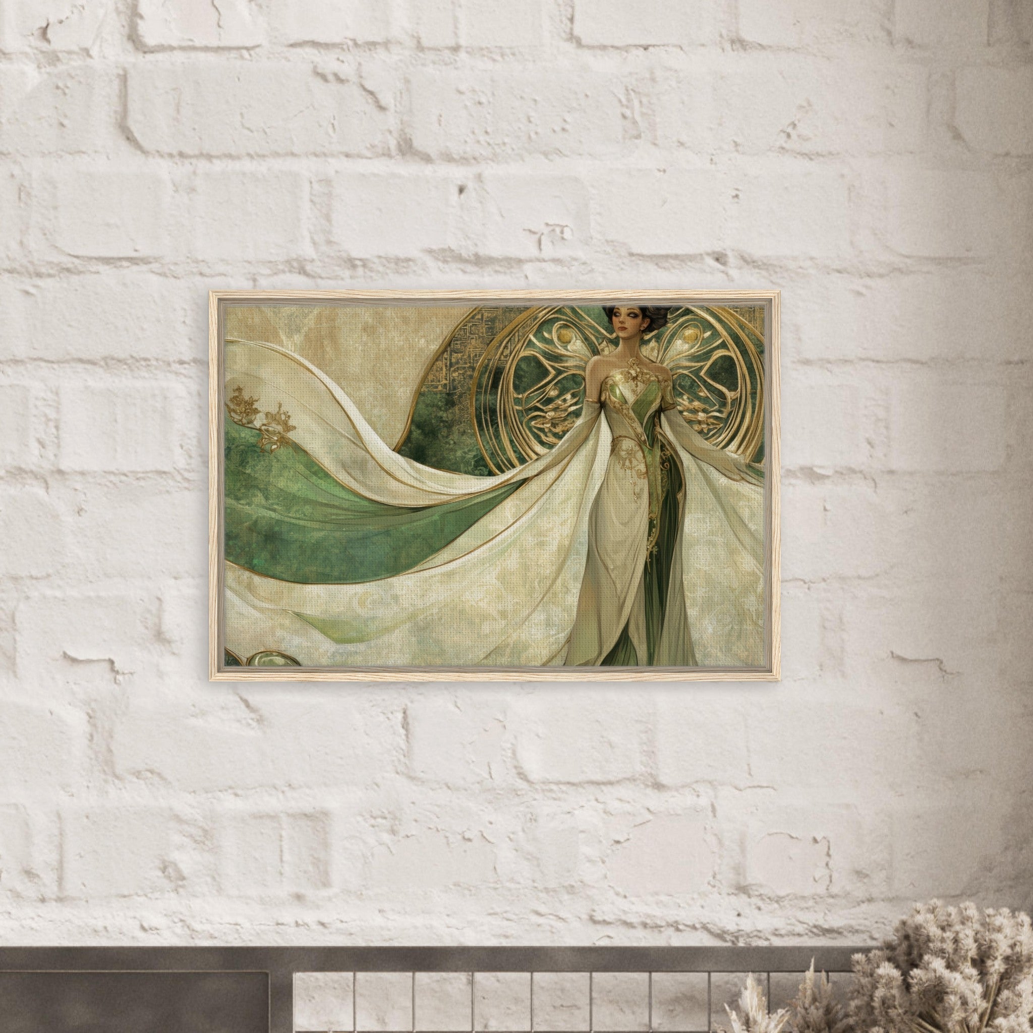 Framed Canvas Landscape - Alien Royalty in Art Nouveau Elegance A portrait 4 - Shop Ai Art WebShop - Digital Art online Store
