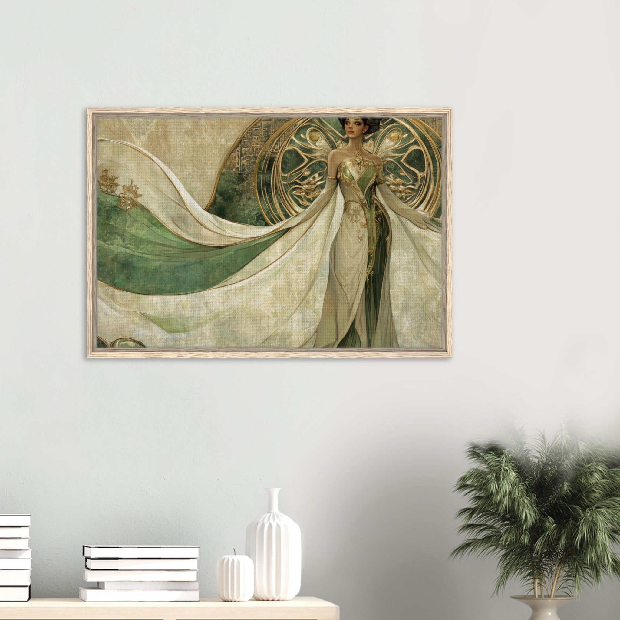 Framed Canvas Landscape - Alien Royalty in Art Nouveau Elegance A portrait 4 - Shop Ai Art WebShop - Digital Art online Store