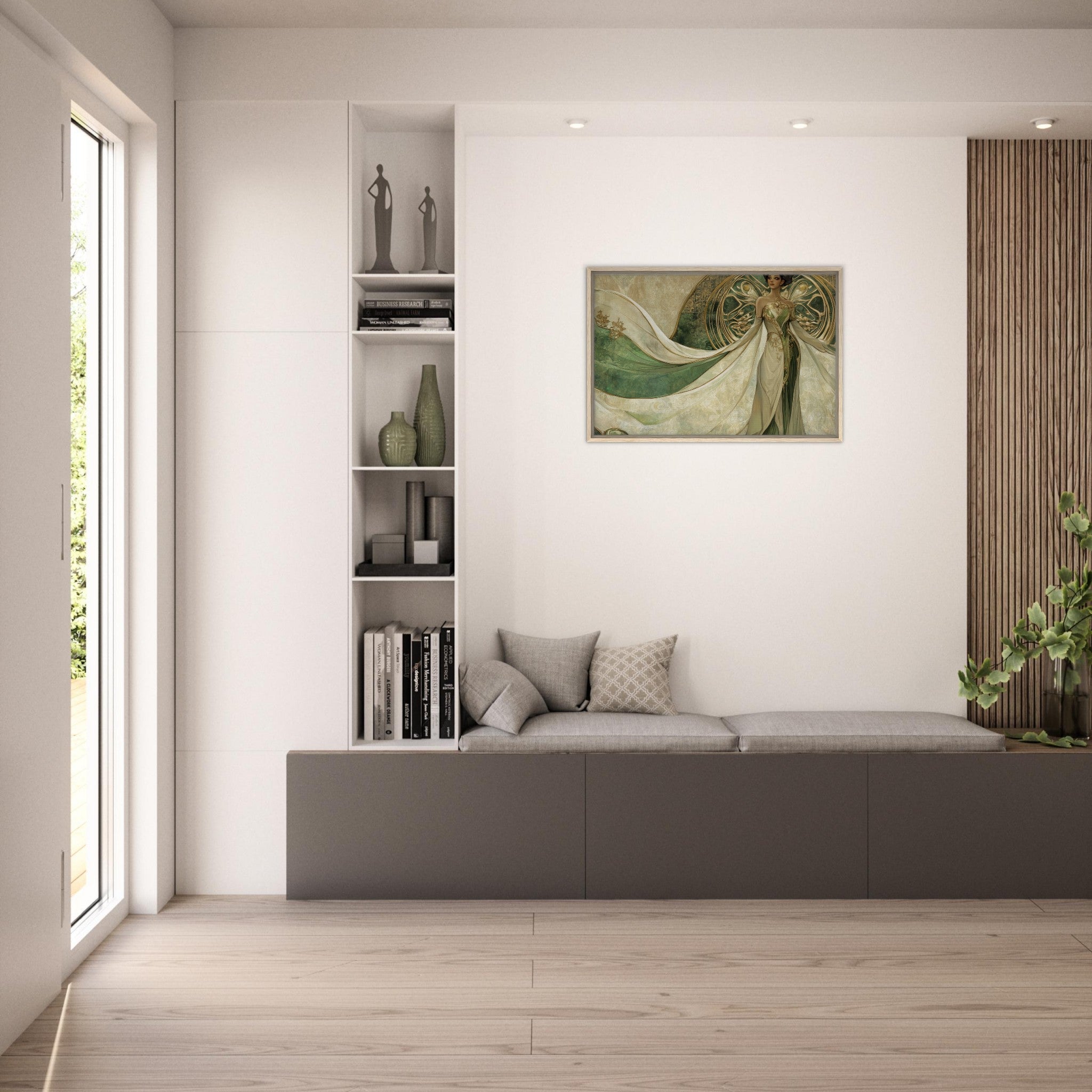 Framed Canvas Landscape - Alien Royalty in Art Nouveau Elegance A portrait 4 - Shop Ai Art WebShop - Digital Art online Store