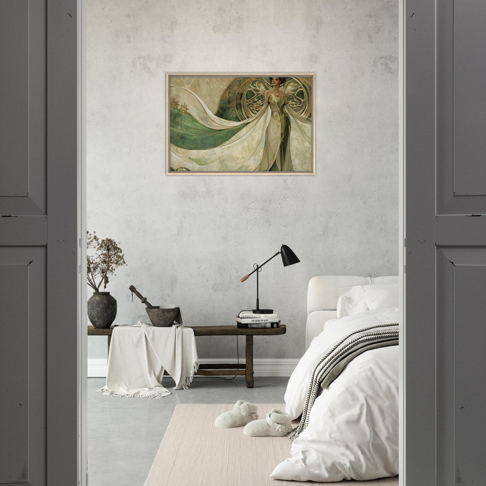 Framed Canvas Landscape - Alien Royalty in Art Nouveau Elegance A portrait 4 - Shop Ai Art WebShop - Digital Art online Store