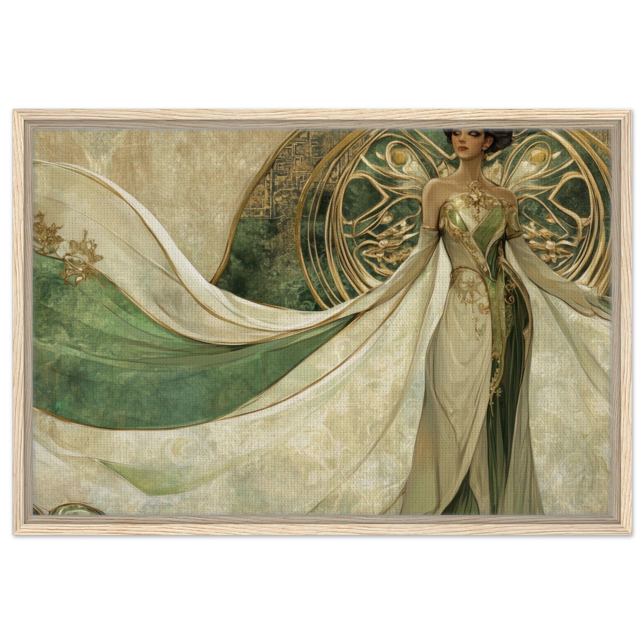Framed Canvas Landscape - Alien Royalty in Art Nouveau Elegance A portrait 4 - Shop Ai Art WebShop - Digital Art online Store