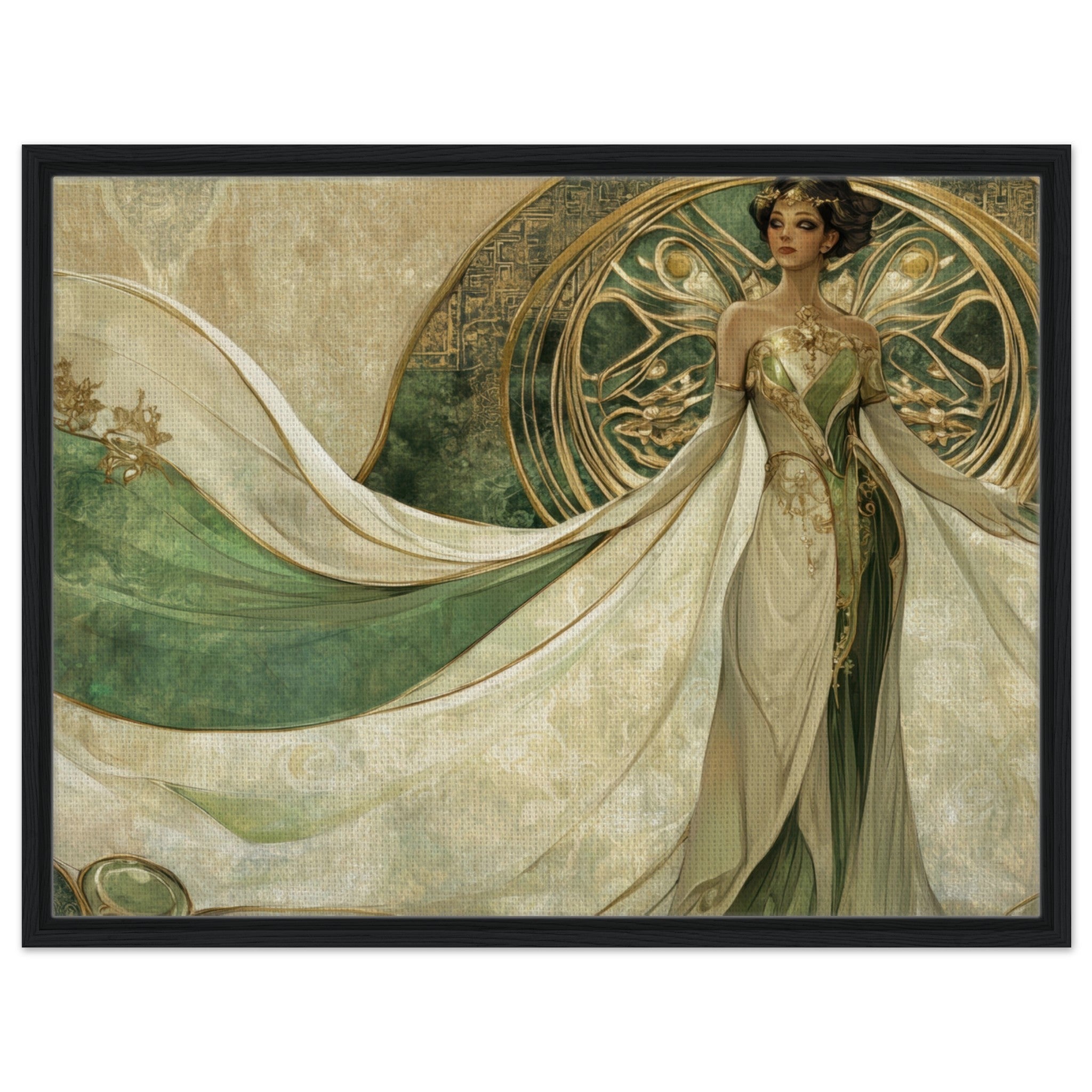 Framed Canvas Landscape - Alien Royalty in Art Nouveau Elegance A portrait 4 - Shop Ai Art WebShop - Digital Art online Store