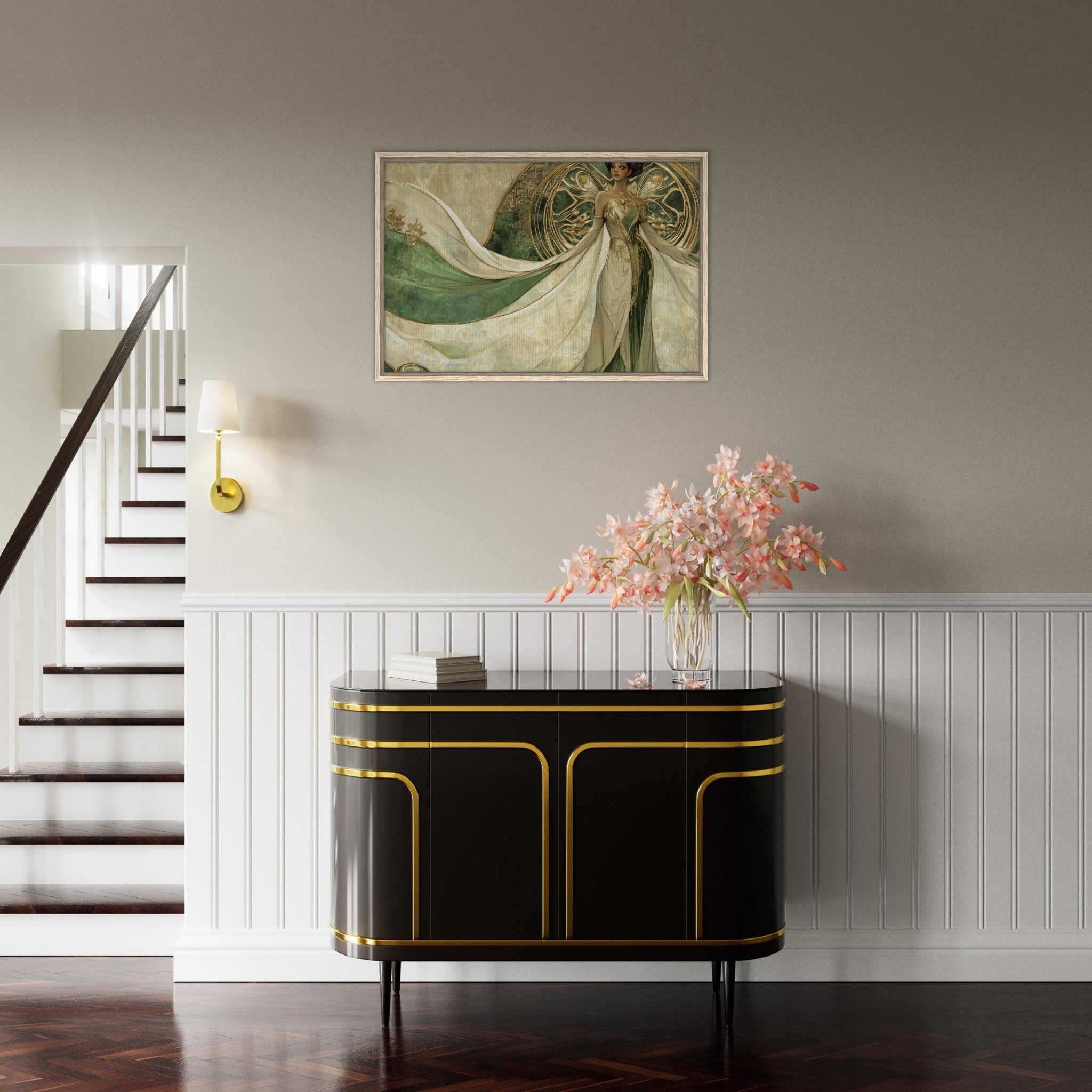 Framed Canvas Landscape - Alien Royalty in Art Nouveau Elegance A portrait 4 - Shop Ai Art WebShop - Digital Art online Store