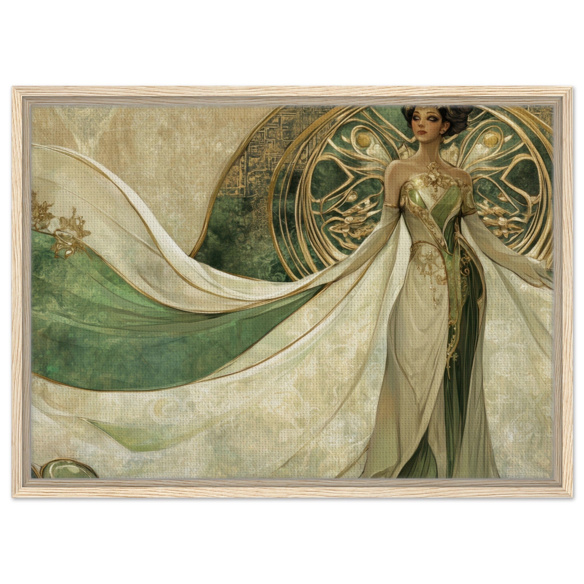 Framed Canvas Landscape - Alien Royalty in Art Nouveau Elegance A portrait 4 - Shop Ai Art WebShop - Digital Art online Store
