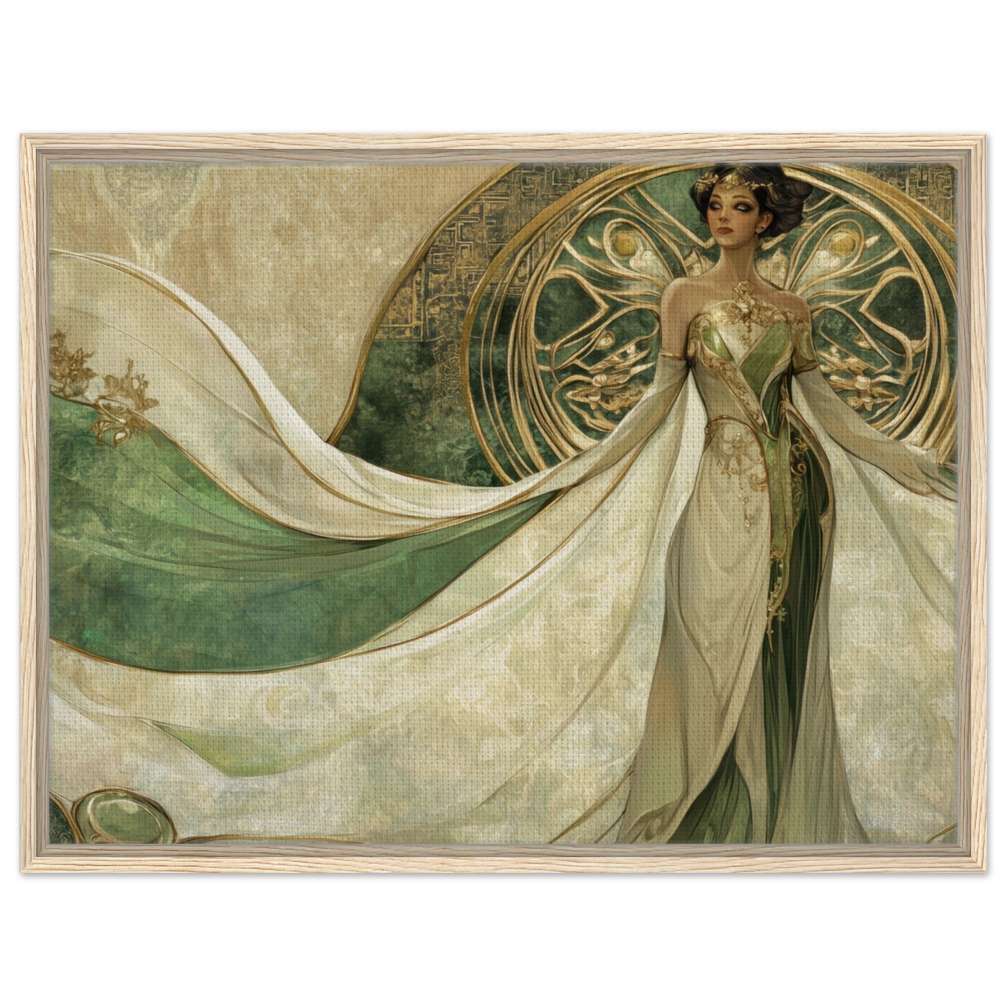 Framed Canvas Landscape - Alien Royalty in Art Nouveau Elegance A portrait 4 - Shop Ai Art WebShop - Digital Art online Store