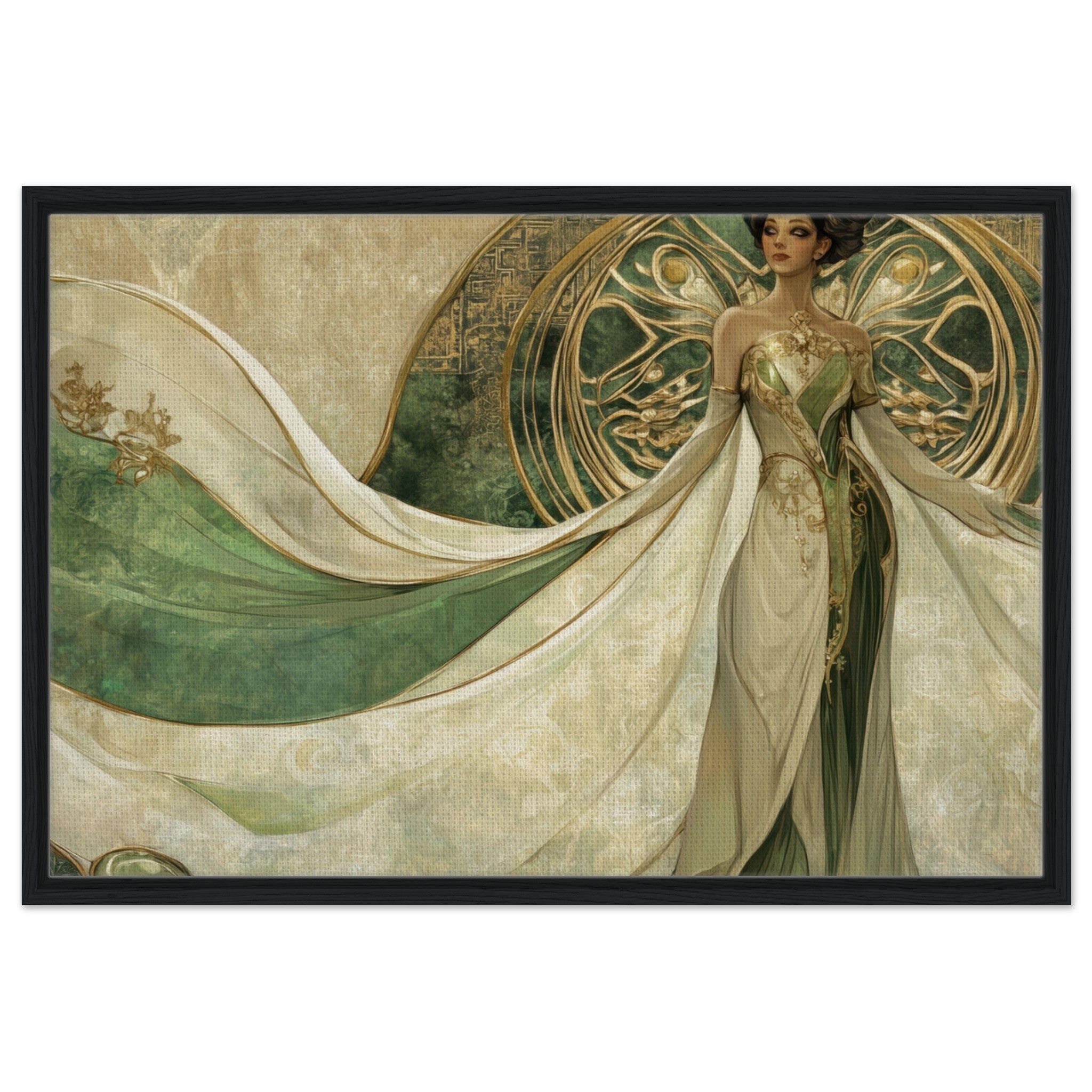 Framed Canvas Landscape - Alien Royalty in Art Nouveau Elegance A portrait 4 - Shop Ai Art WebShop - Digital Art online Store